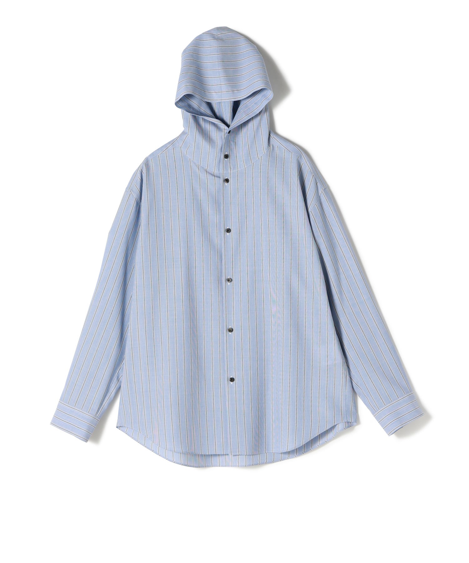 OVERCOAT(オーバーコート)】 WOOL HOODIE SHIRT IN BLUE STRIPE