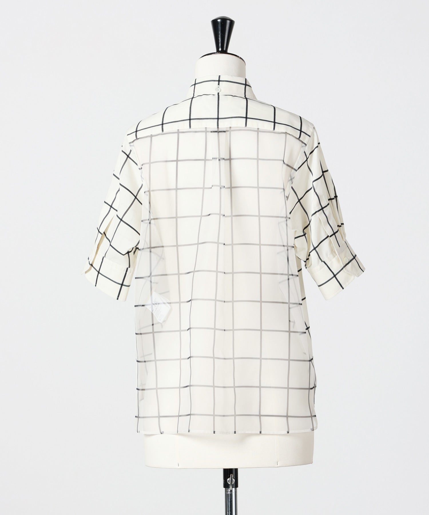 HYKE(ハイク)】 SHEER BACK WINDOWPANE SHORT SLV BLOUSE｜PARIGOT