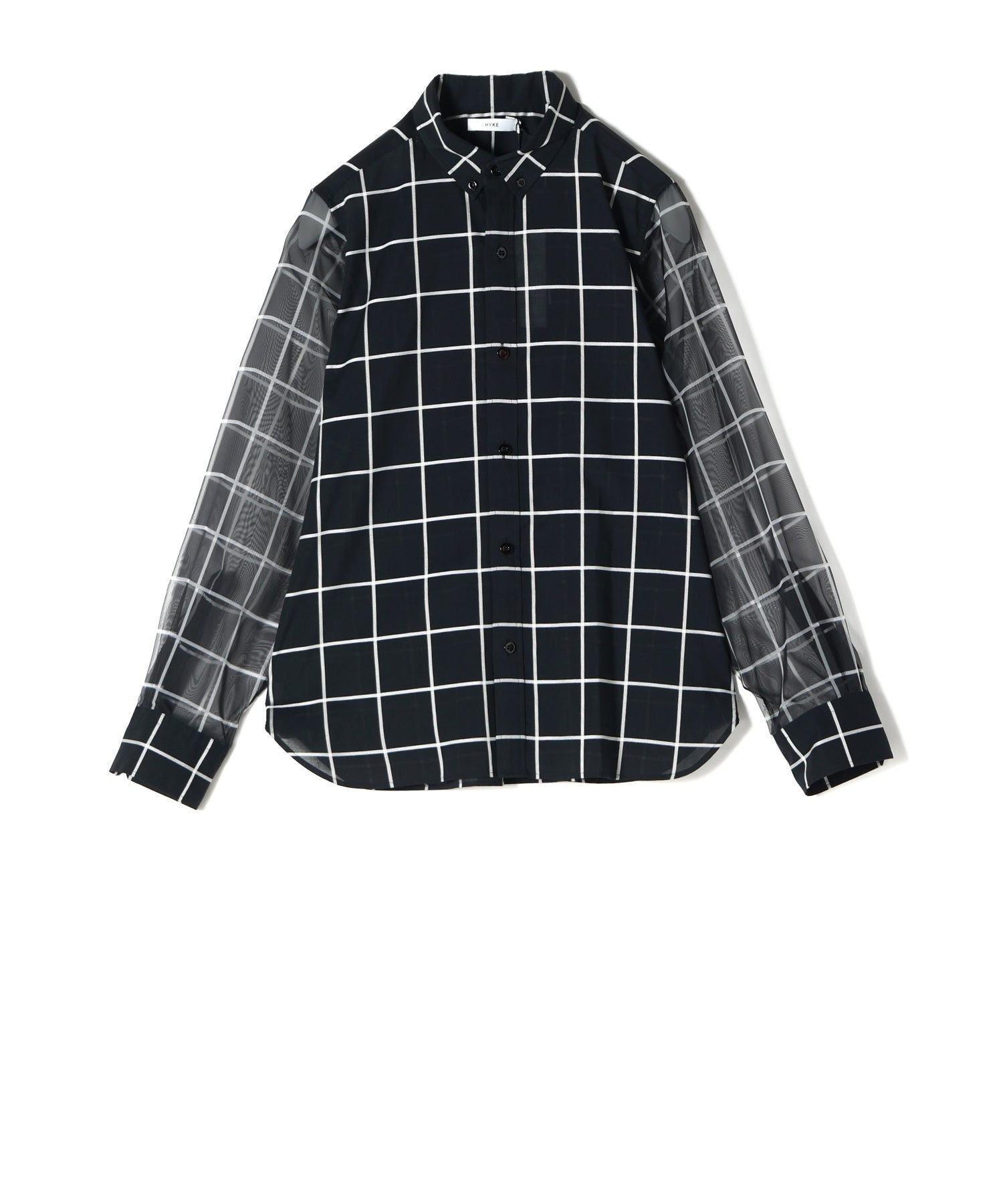 HYKE チェックブラウス HYKE(ハイク)】 SHEER SLEEVE WINDOWPANE BLOUSE｜PARIGOT ONLINE