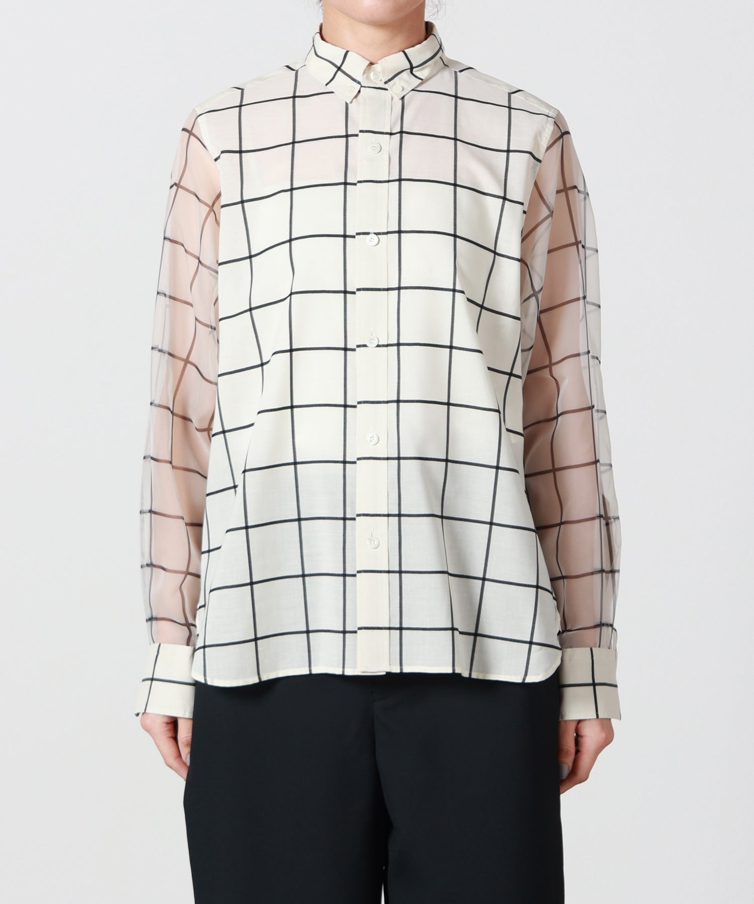 HYKE(ハイク)】 SHEER SLEEVE WINDOWPANE BLOUSE｜PARIGOT ONLINE