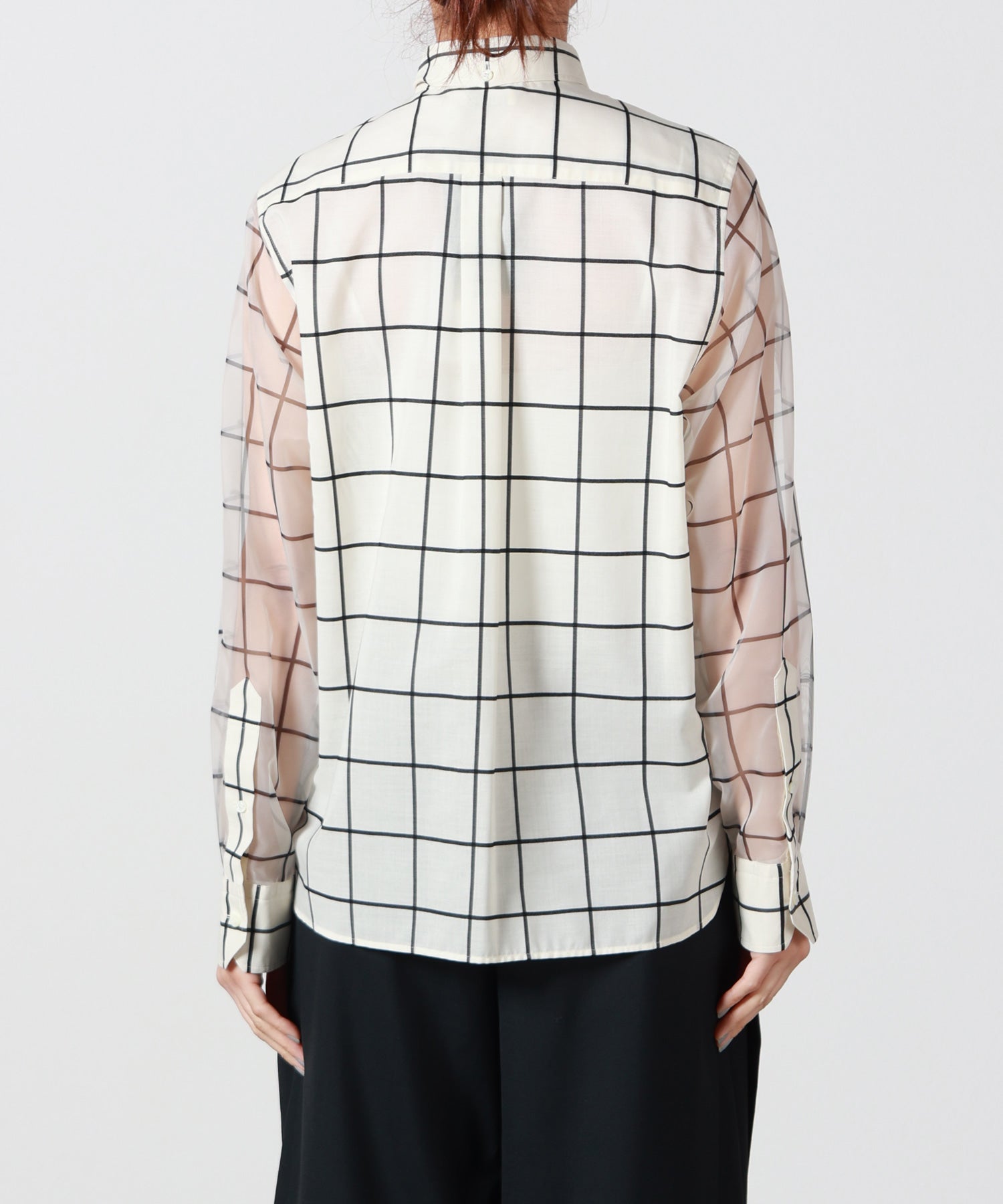 HYKE(ハイク)】 SHEER SLEEVE WINDOWPANE BLOUSE｜PARIGOT ONLINE