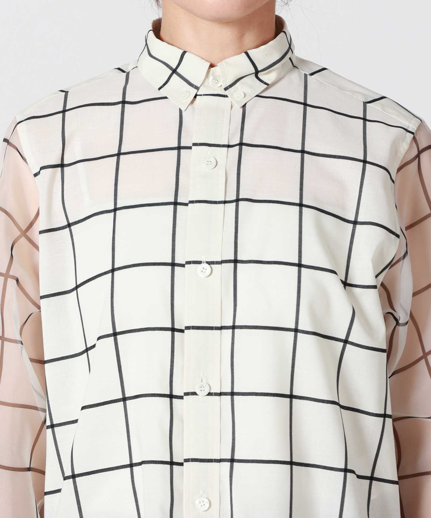 HYKE(ハイク)】 SHEER SLEEVE WINDOWPANE BLOUSE｜PARIGOT ONLINE
