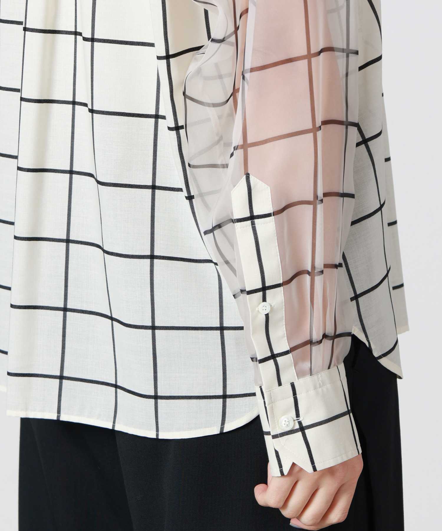 HYKE(ハイク)】 SHEER SLEEVE WINDOWPANE BLOUSE｜PARIGOT ONLINE