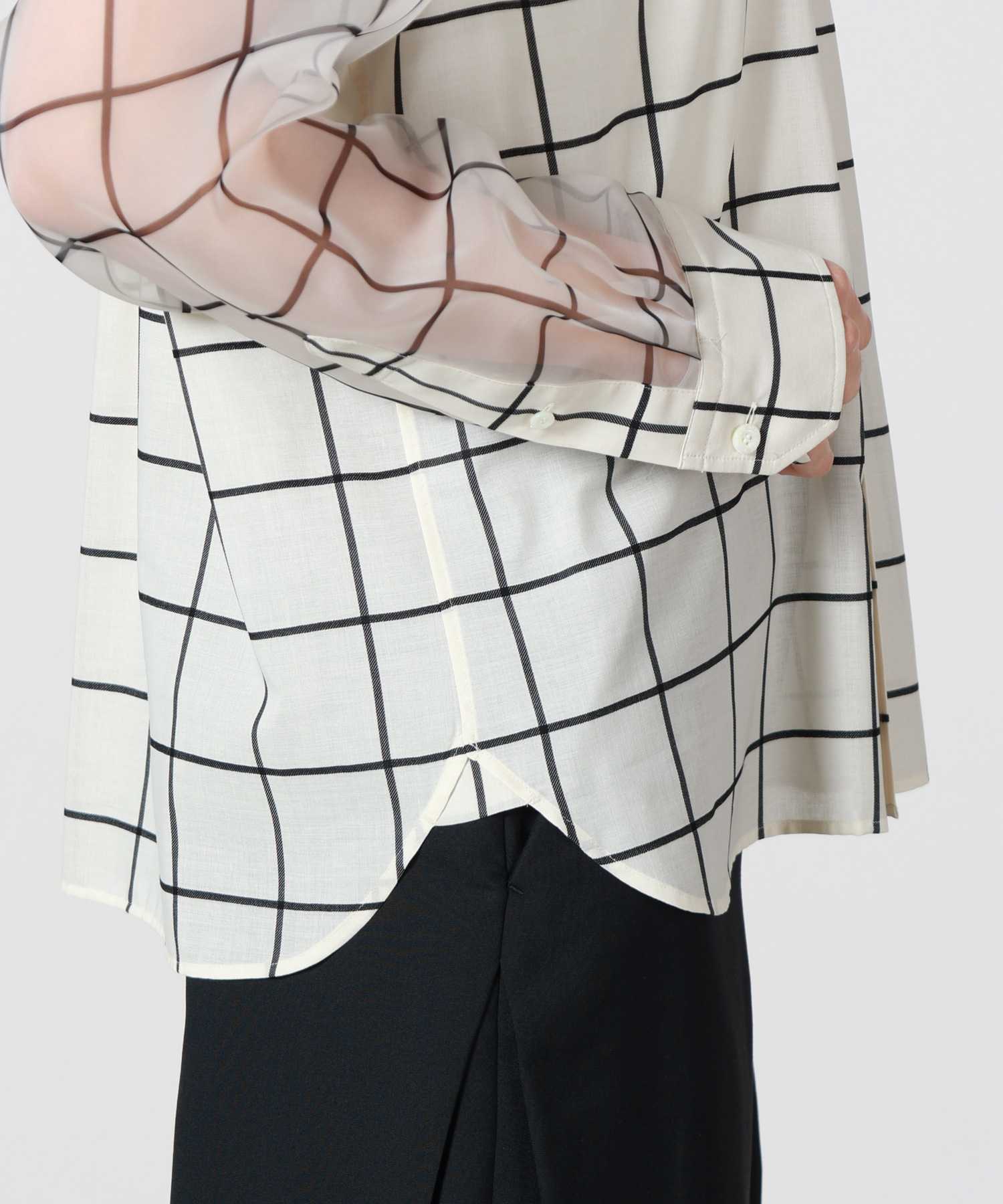 HYKE(ハイク)】 SHEER SLEEVE WINDOWPANE BLOUSE｜PARIGOT ONLINE