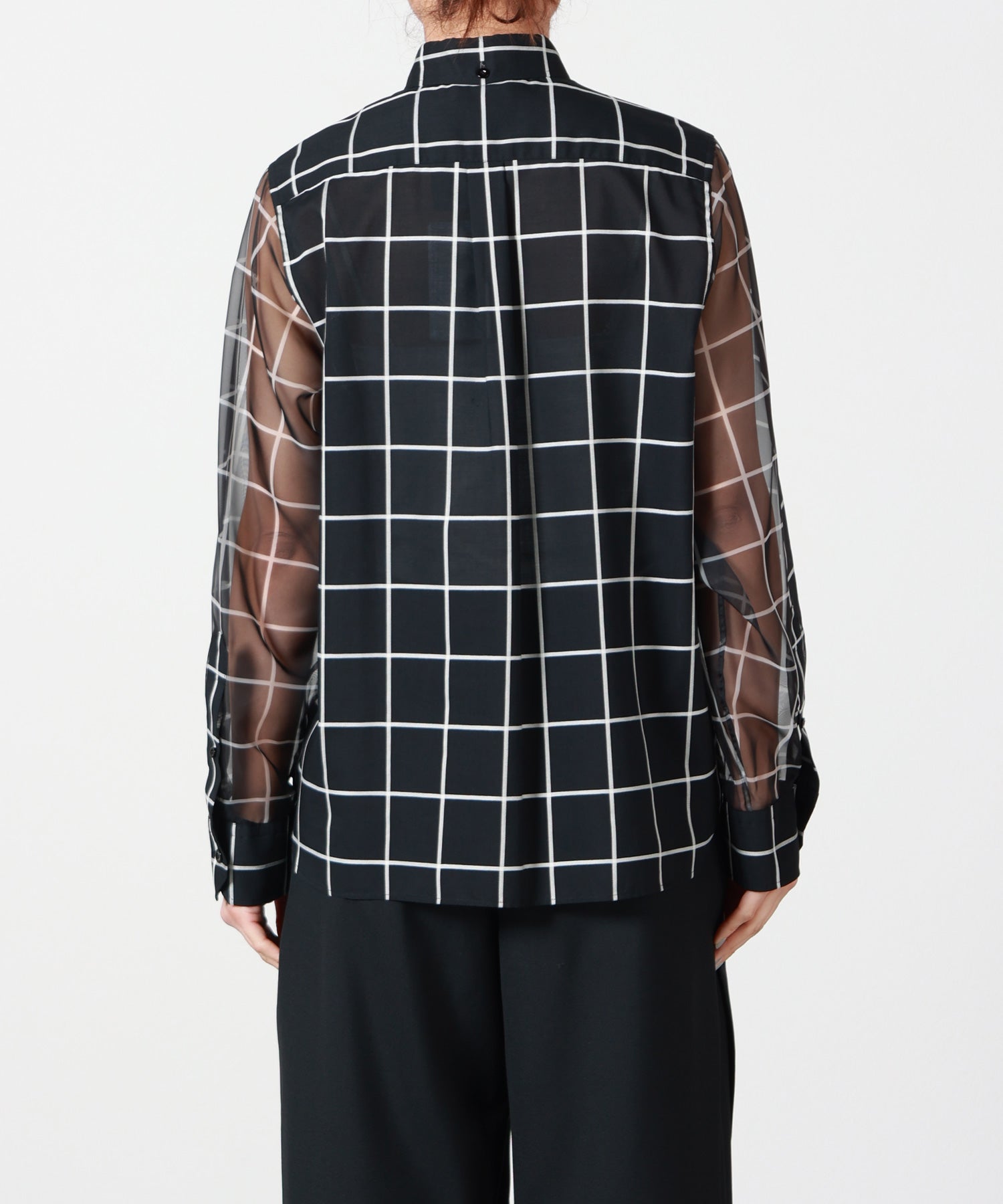 HYKE(ハイク)】 SHEER SLEEVE WINDOWPANE BLOUSE｜PARIGOT ONLINE