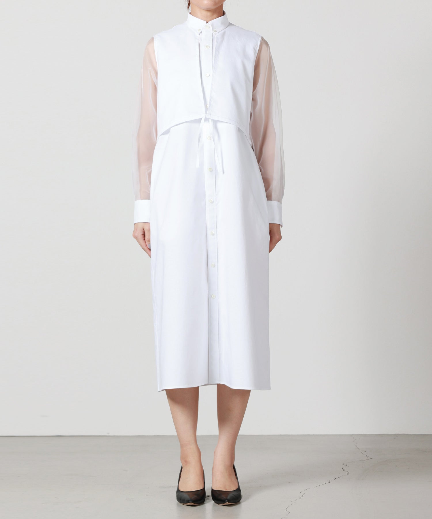 HYKE(ハイク)】 OXFORD SHEER SLEEVE DRESS｜PARIGOT ONLINE（パリゴ