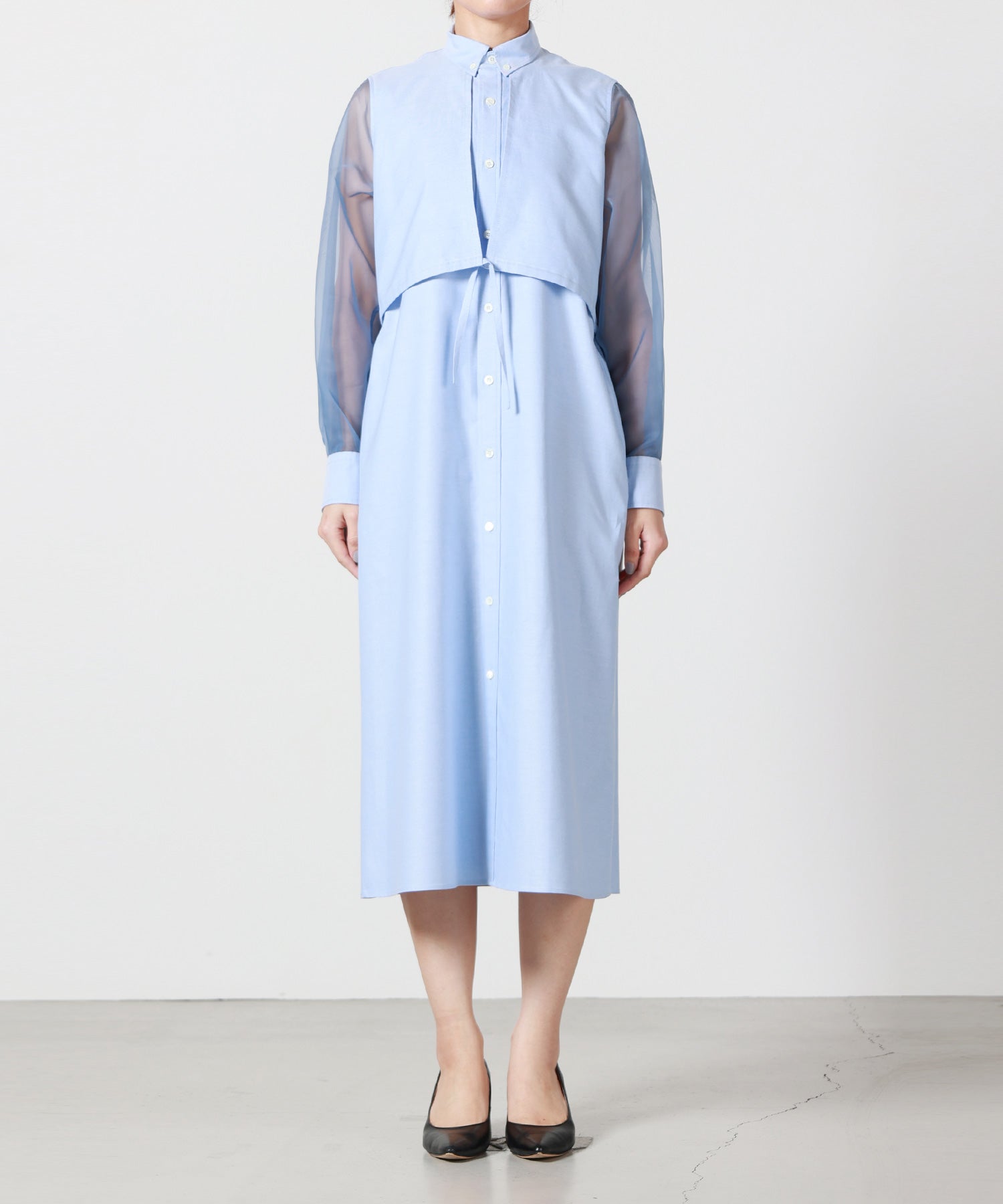 HYKE(ハイク)】 OXFORD SHEER SLEEVE DRESS｜PARIGOT ONLINE（パリゴ