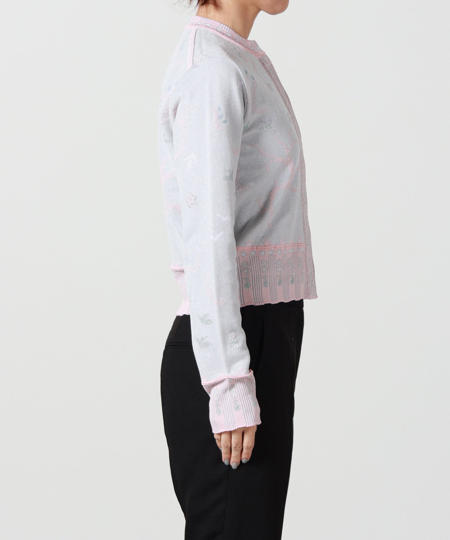 Mame Kurogouchi(マメ クロゴウチ)】 Layered Jacquard Knit Cardigan