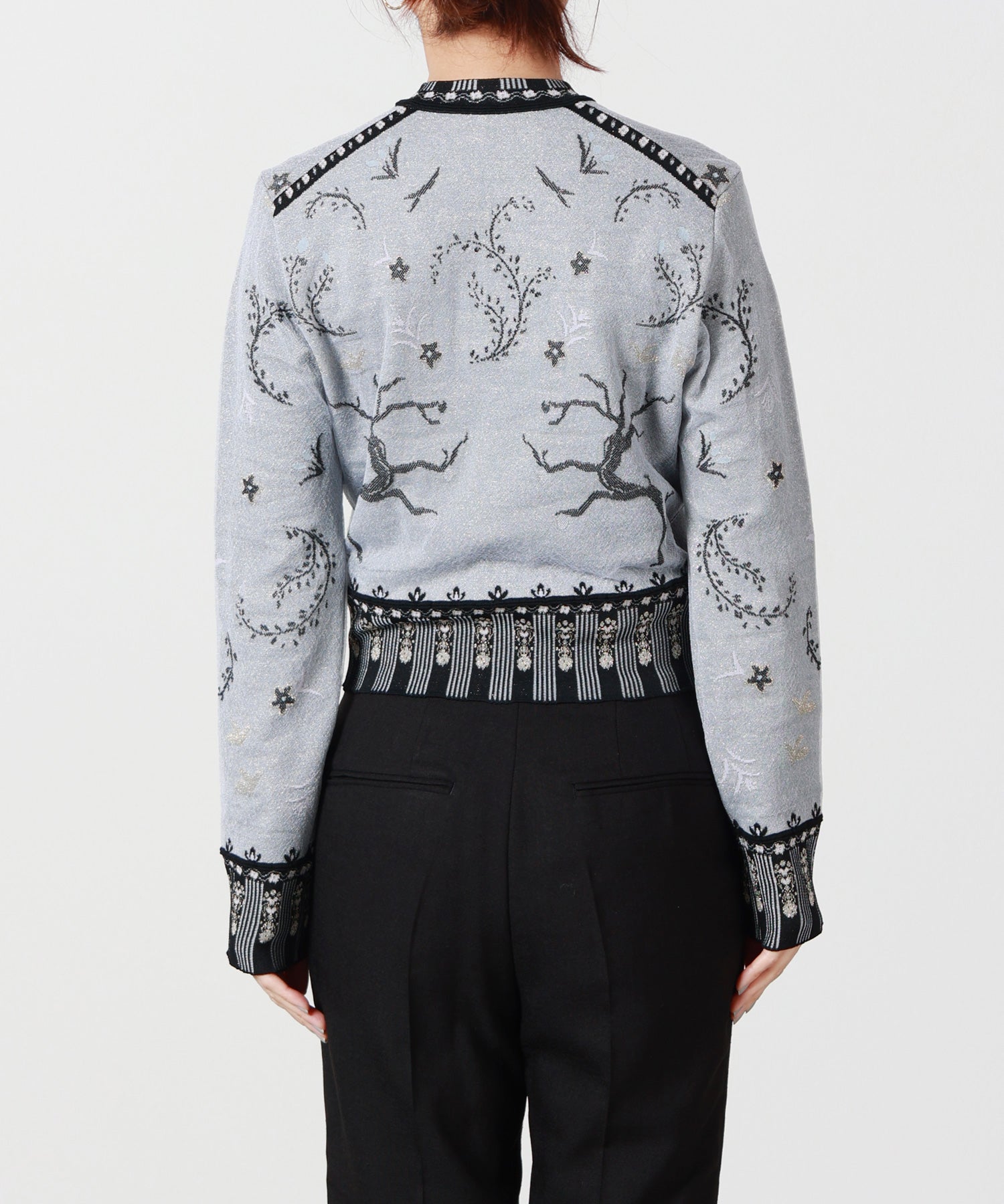 Mame Kurogouchi(マメ クロゴウチ)】 Layered Jacquard Knit Cardigan