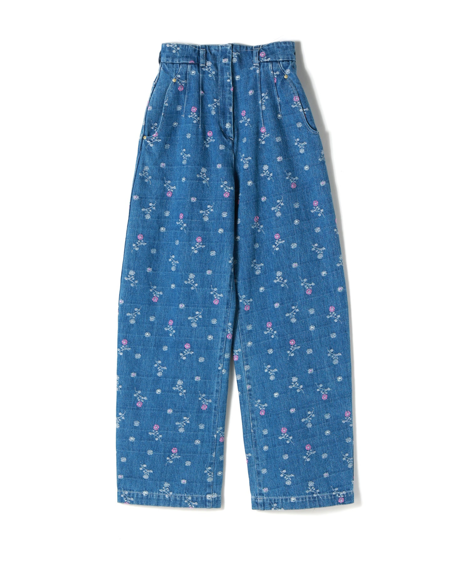 メデコ　くっつきませんカラ　ブルー Mame Kurogouchi(マメ クロゴウチ)】 Floral Jacquard High Waisted