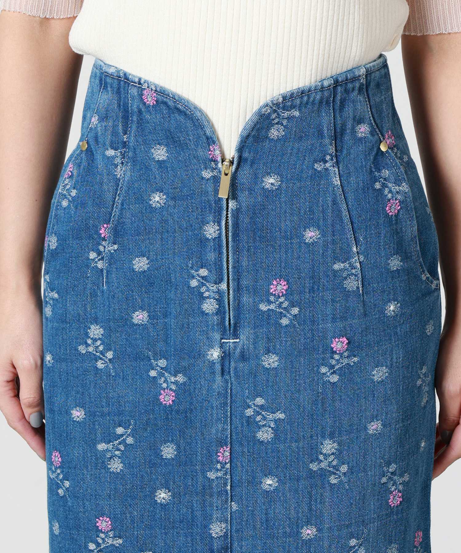 専用品Mame Kurogouchi Trapeze Demin Skirt TELMA】 Embroidered Square Tops / 【Mame Kurogouchi】 Floral