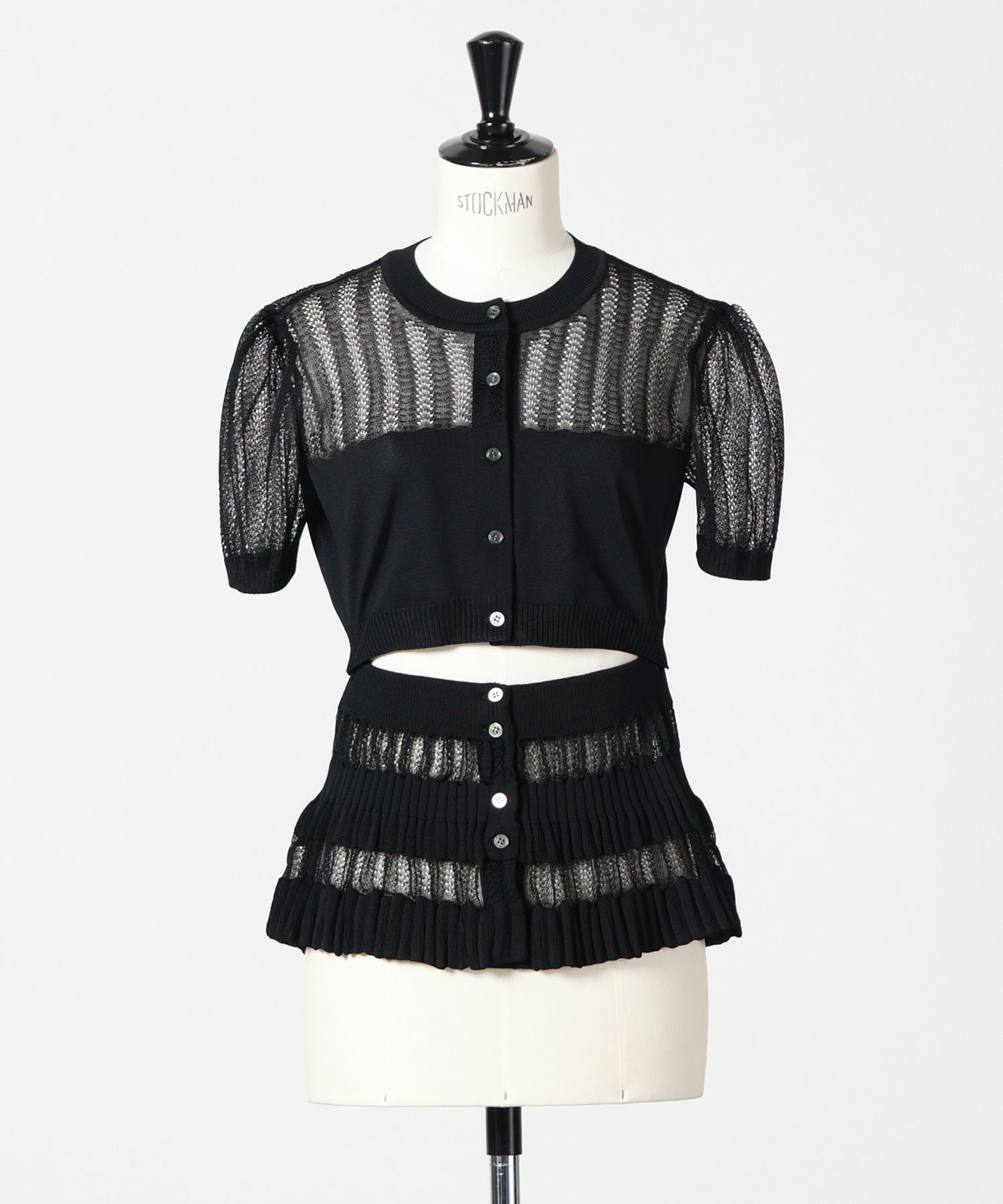 シャツ/ブラウス(長袖/七分) FETICO / 2WAY SHEER STRIPE KNIT JUMPER FETICO(フェティコ)】 CONVERTIBLE SHEER STRIPE KNIT CARDIGAN