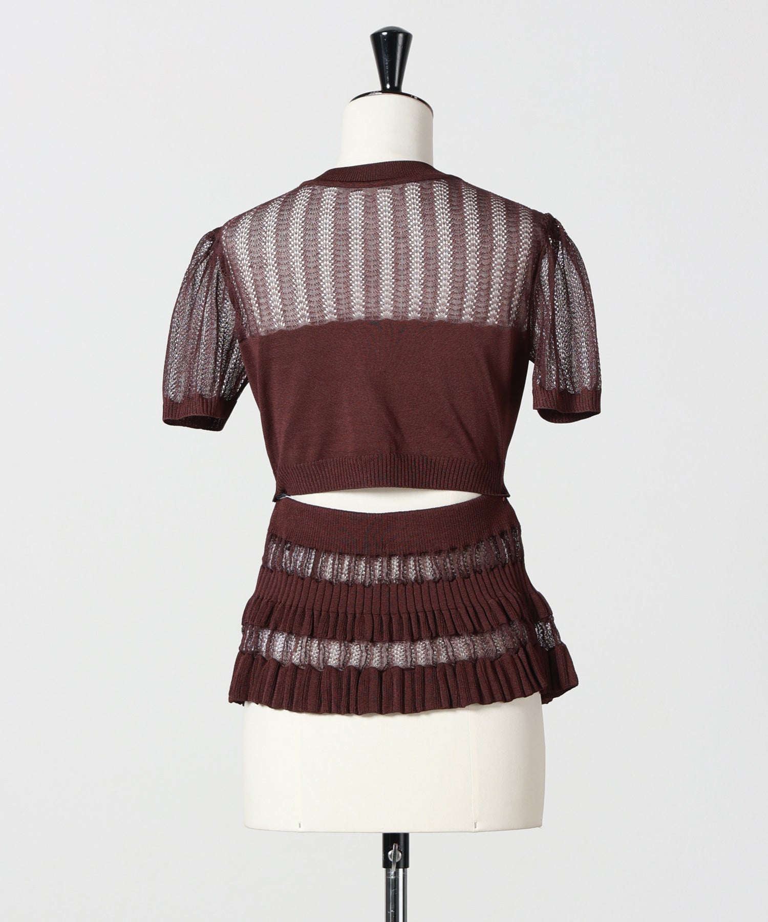 FETICO(フェティコ)】 CONVERTIBLE SHEER STRIPE KNIT CARDIGAN