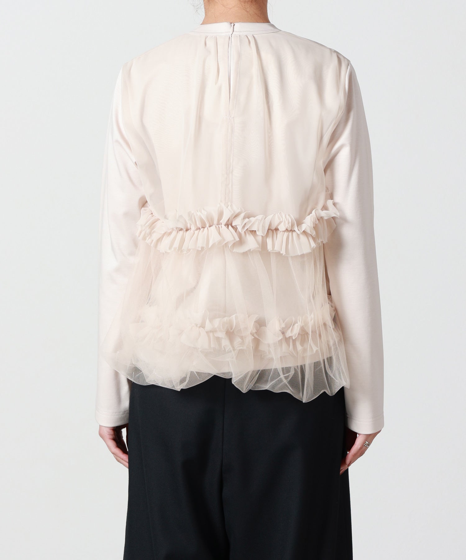 noir kei ninomiya(ノワール ケイニノミヤ)】 ラッフルトリムTシャツ