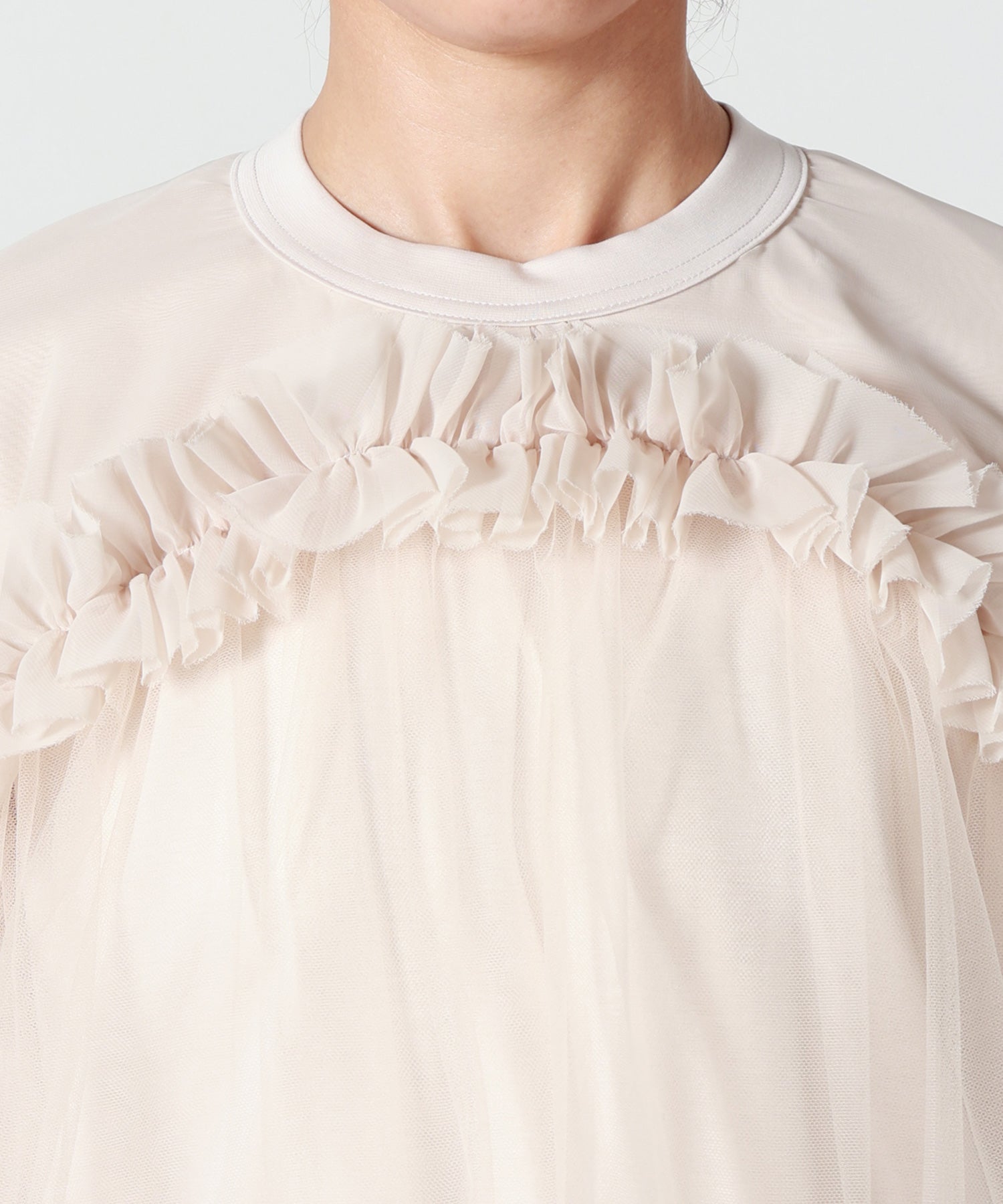 noir kei ninomiya(ノワール ケイニノミヤ)】 ラッフルトリムTシャツ