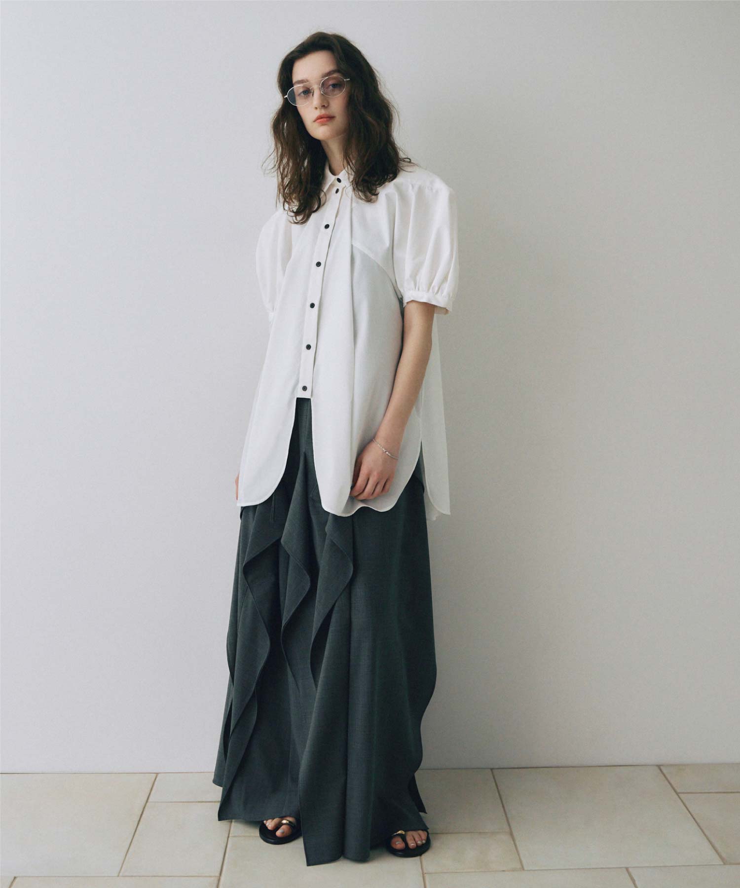 ENFOLD(エンフォルド)】 SQUARE DRAPE MAXI-SKIRT｜PARIGOT ONLINE