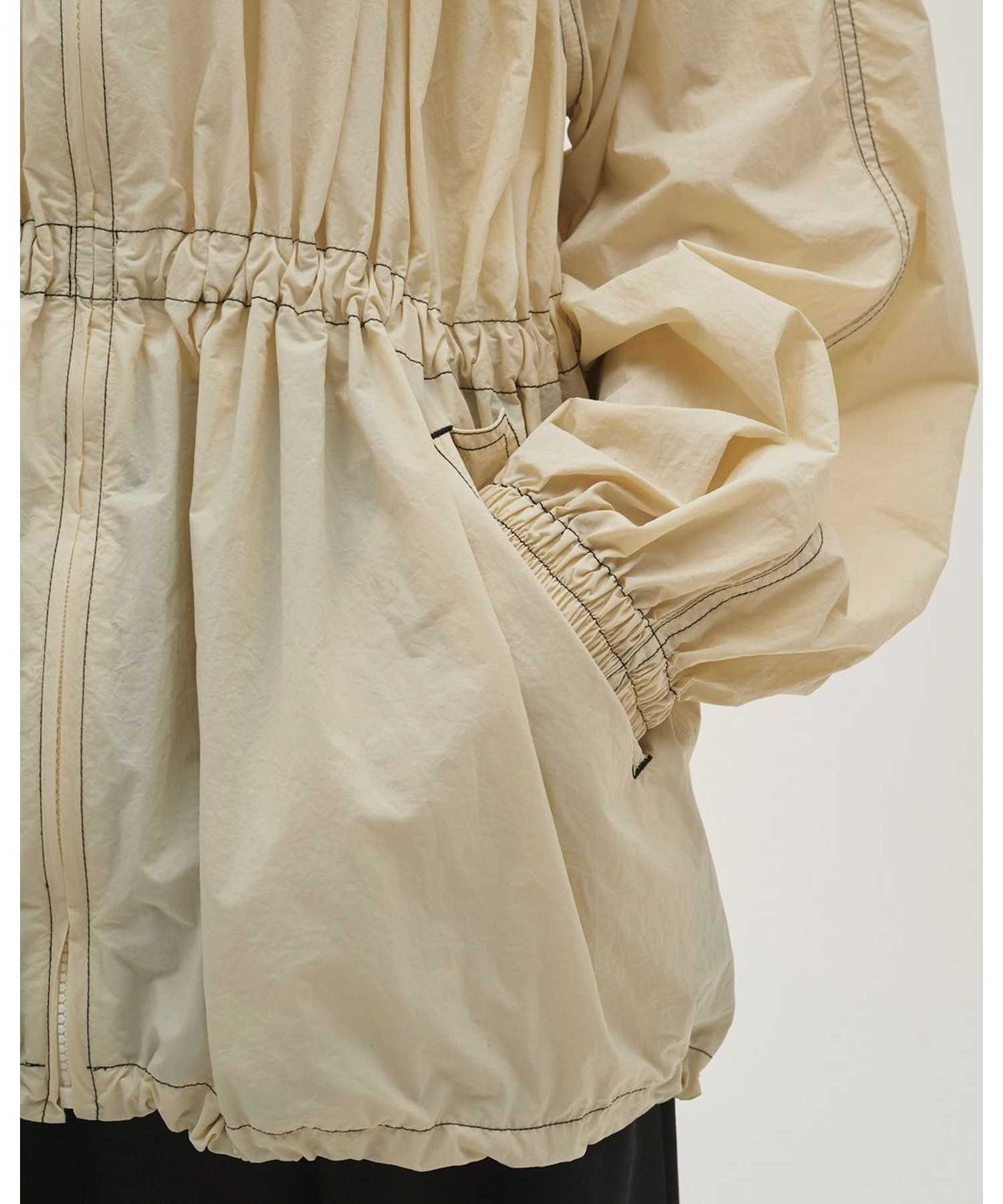 トゥデイフル Nylon Gather Blouson アイボリー　38 TODAYFUL/トゥデイフル】Nylon Gather Blouson/ナイロンギャザー