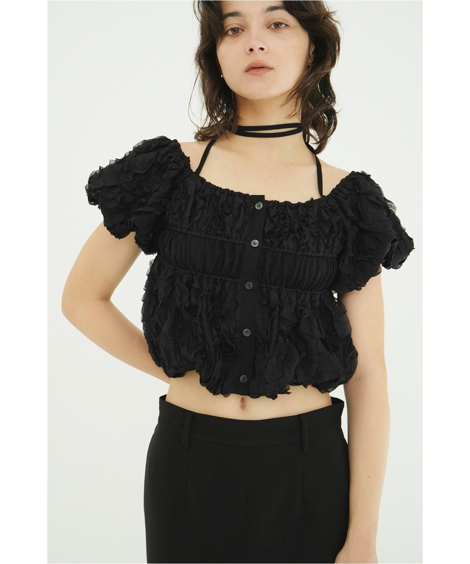 CLANE(クラネ)】 W FACE TOPSTITCHED FRILL TOPS｜PARIGOT ONLINE