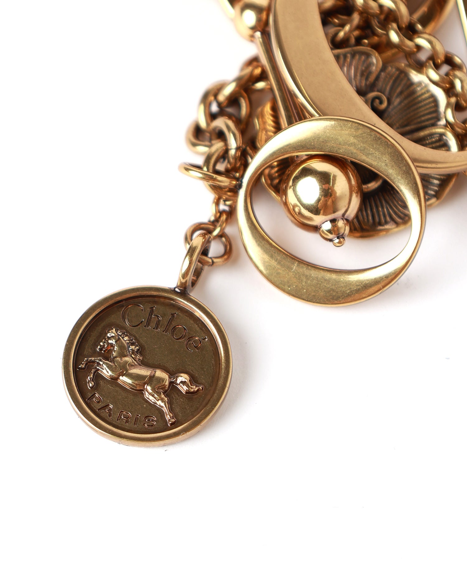Chloe(クロエ)】 ブラス製CHLOE SYMBOLS LOGOキーリングバッグチャーム