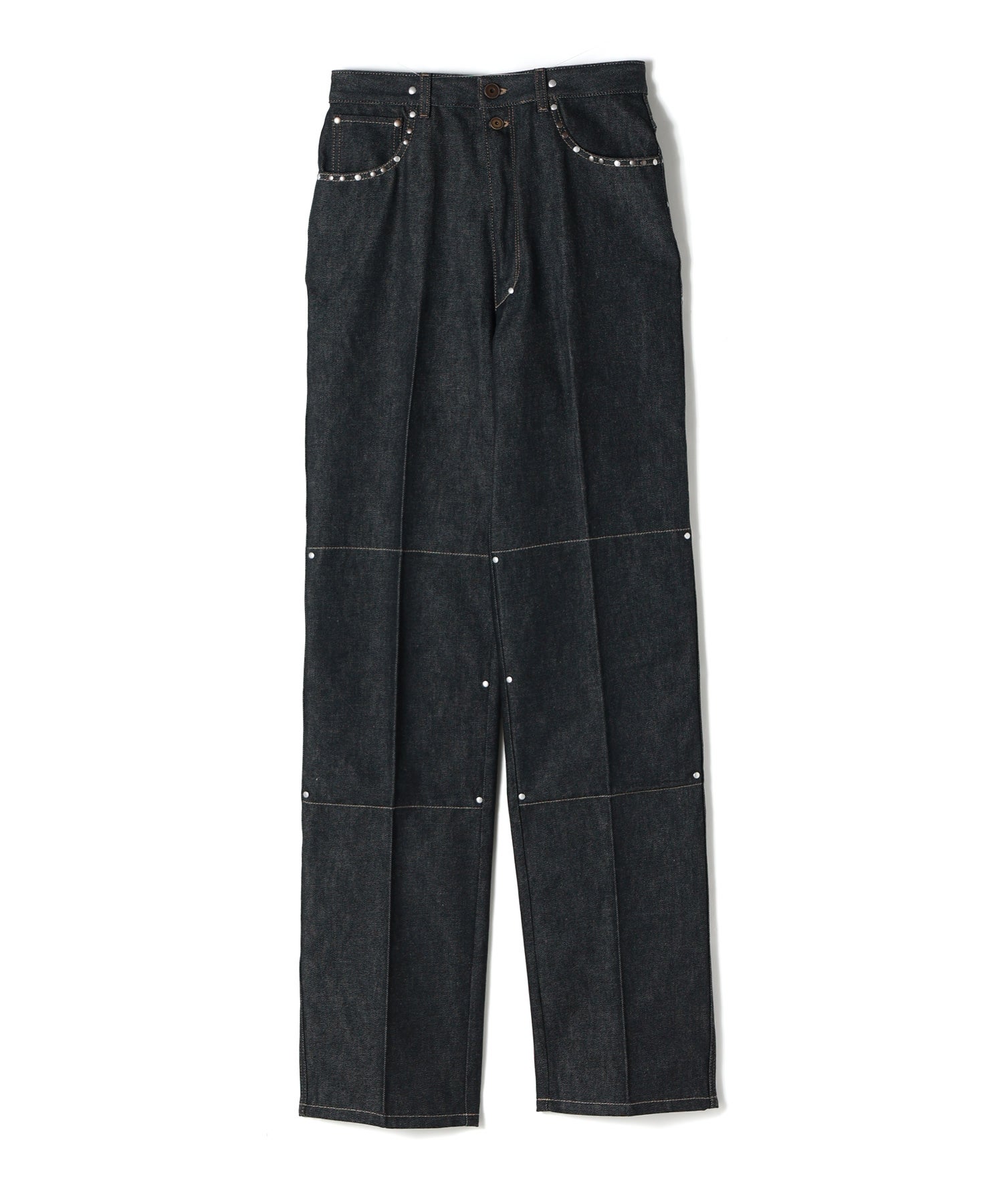 LEMAIRE(ルメール)】 HIGH WAISTED STRAIGHT PANTS WITH STUDS