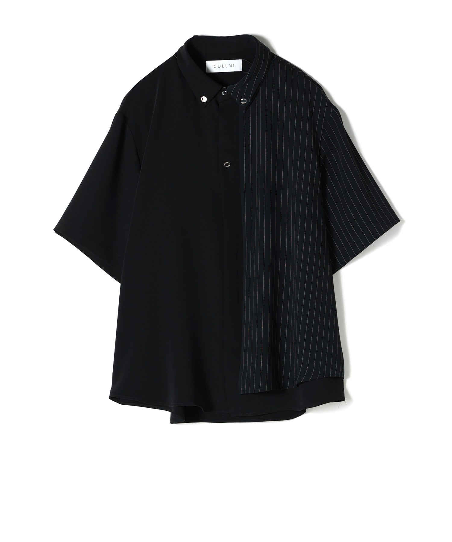 CULLNI(クルニ)】 Double Cloth Layered Bi-Color Short Sleeve Shirt