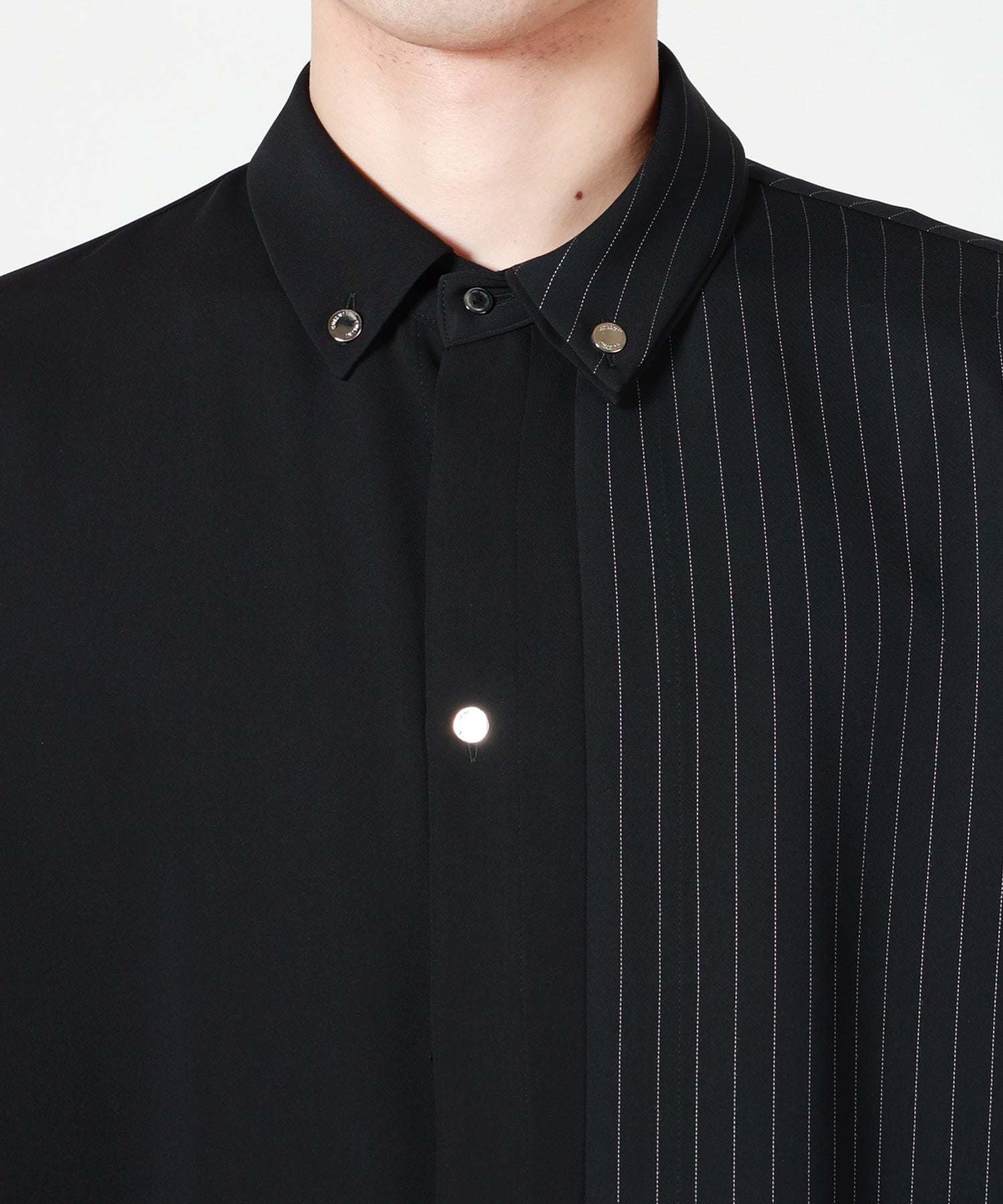 CULLNI(クルニ)】 Double Cloth Layered Bi-Color Short Sleeve Shirt
