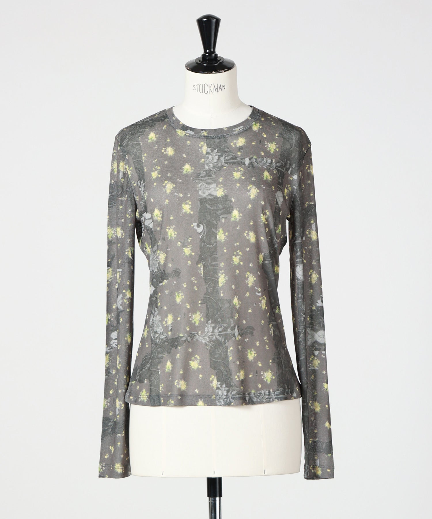 GANNI メッシュトップ GANNI（ガニー） シアー トップス Printed Mesh Long Sleeve Rollneck
