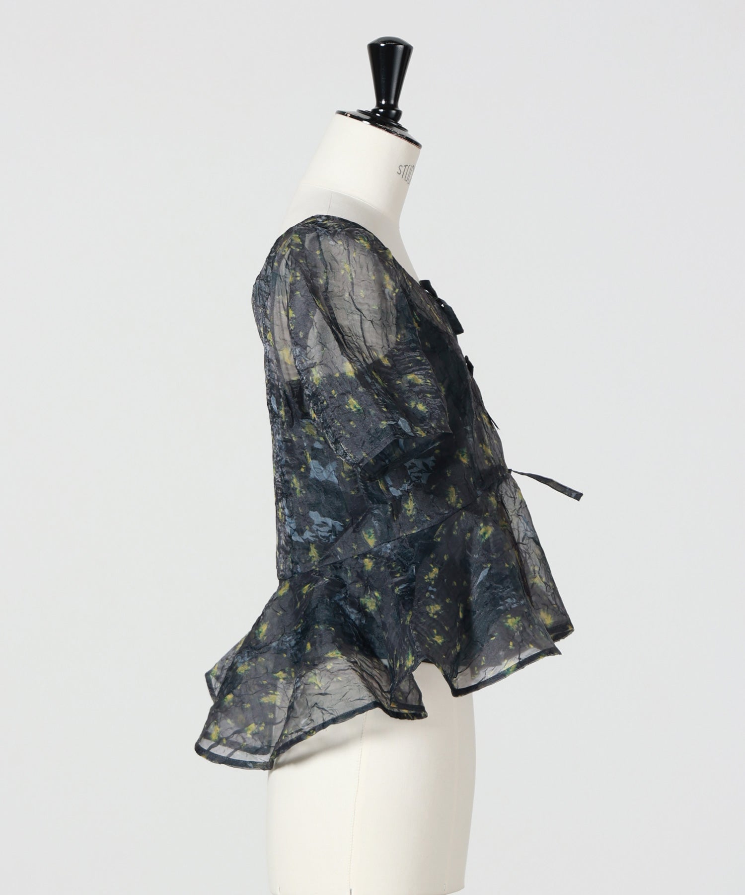 GANNI(ガニー)】 Printed Shibori Organza Sun Cut Peplum Blouse