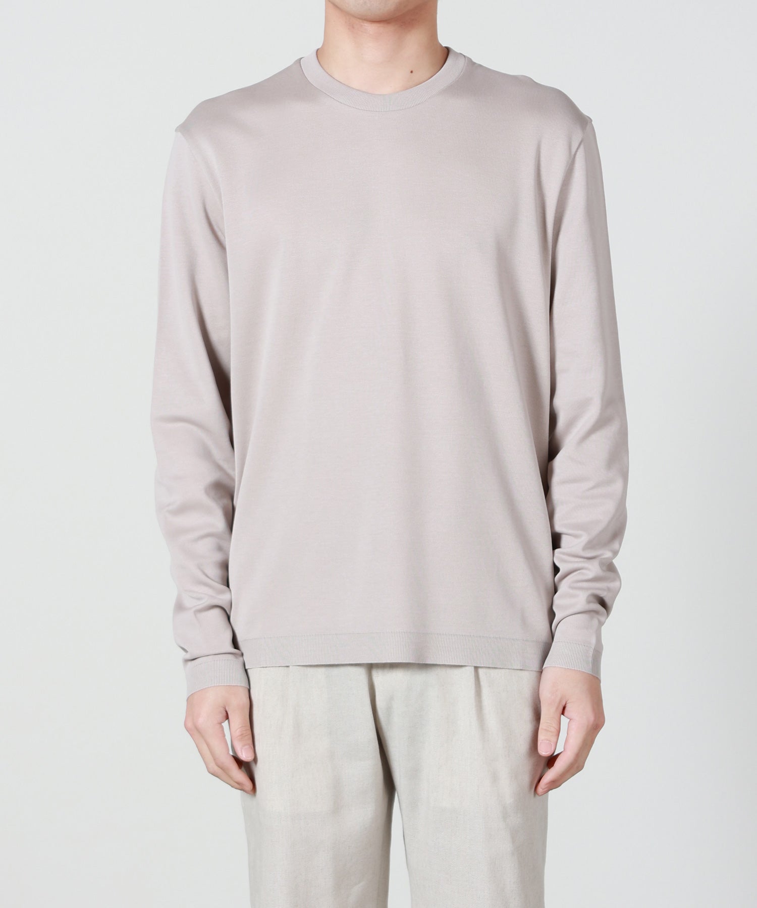 HERNO(ヘルノ)】 ジャージーニットエフェクト ロングスリーブTシャツ