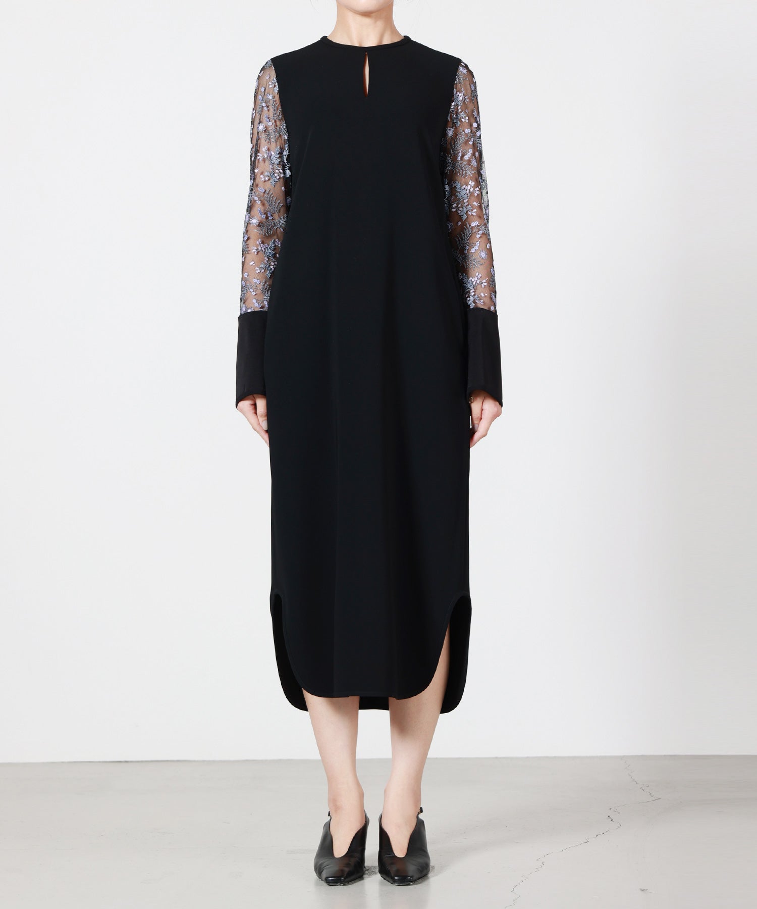 Mame Kurogouchi(マメ クロゴウチ)】 Tulle Lace Sleeve Classic Dress
