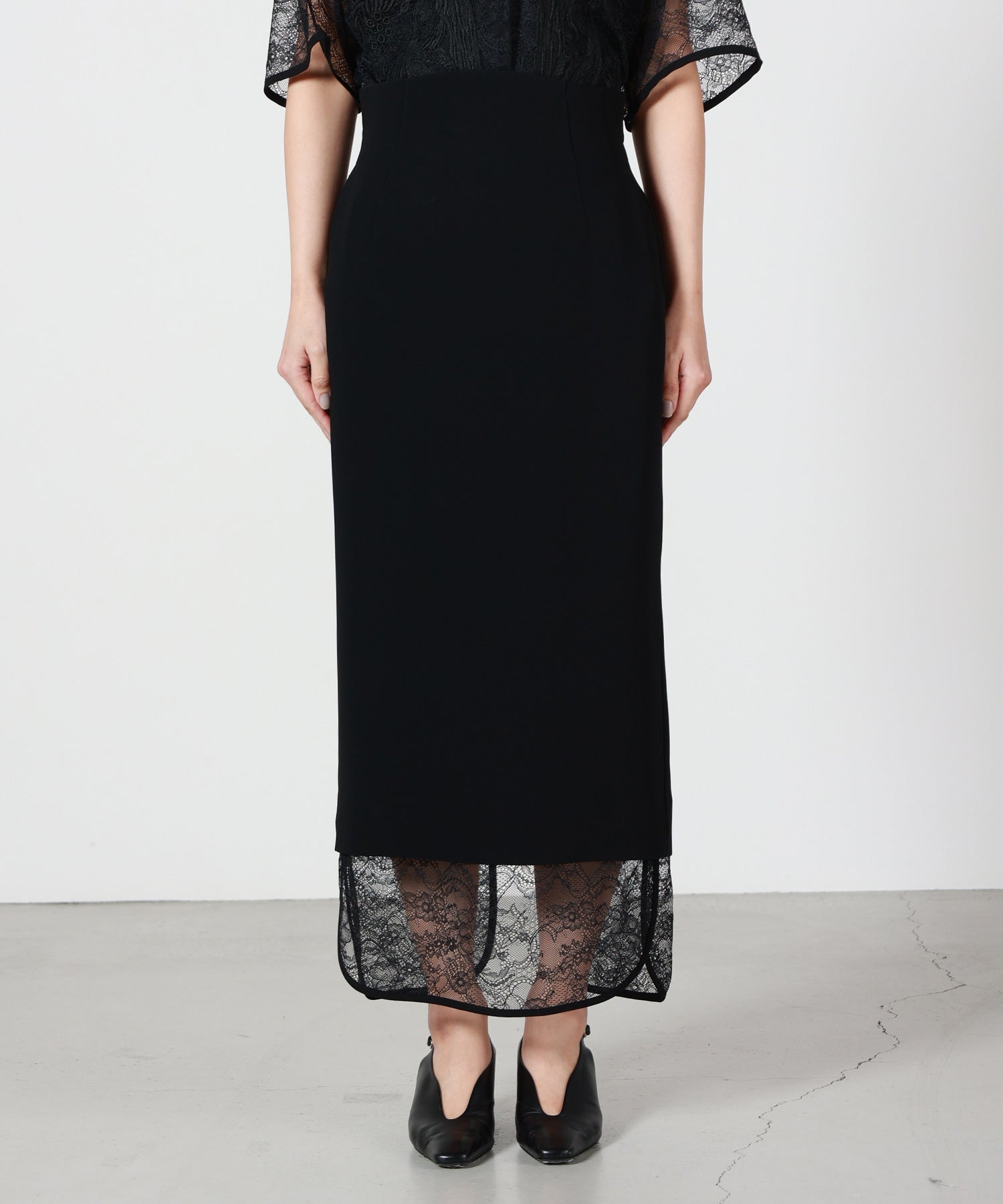 Mame Kurogouchi(マメ クロゴウチ)】 Raschel Lace Layered Skirt