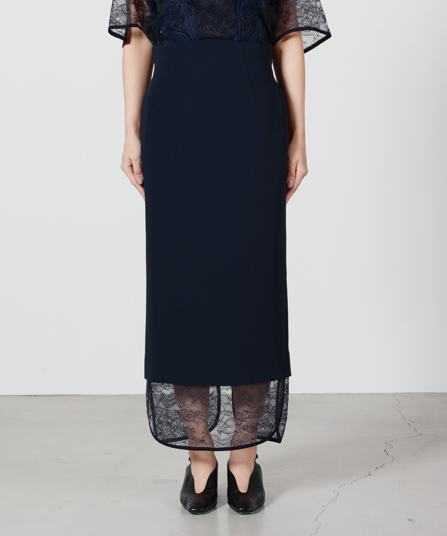 Mame Kurogouchi(マメ クロゴウチ)】 Raschel Lace Layered Skirt