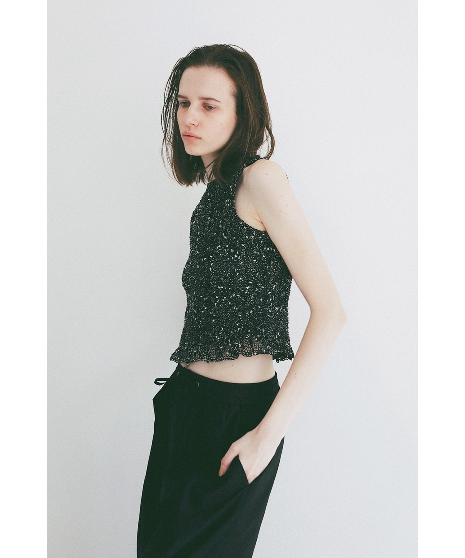 CLANE(クラネ)】 W FACE MIX MESH GATHER N/S TOPS｜PARIGOT ONLINE
