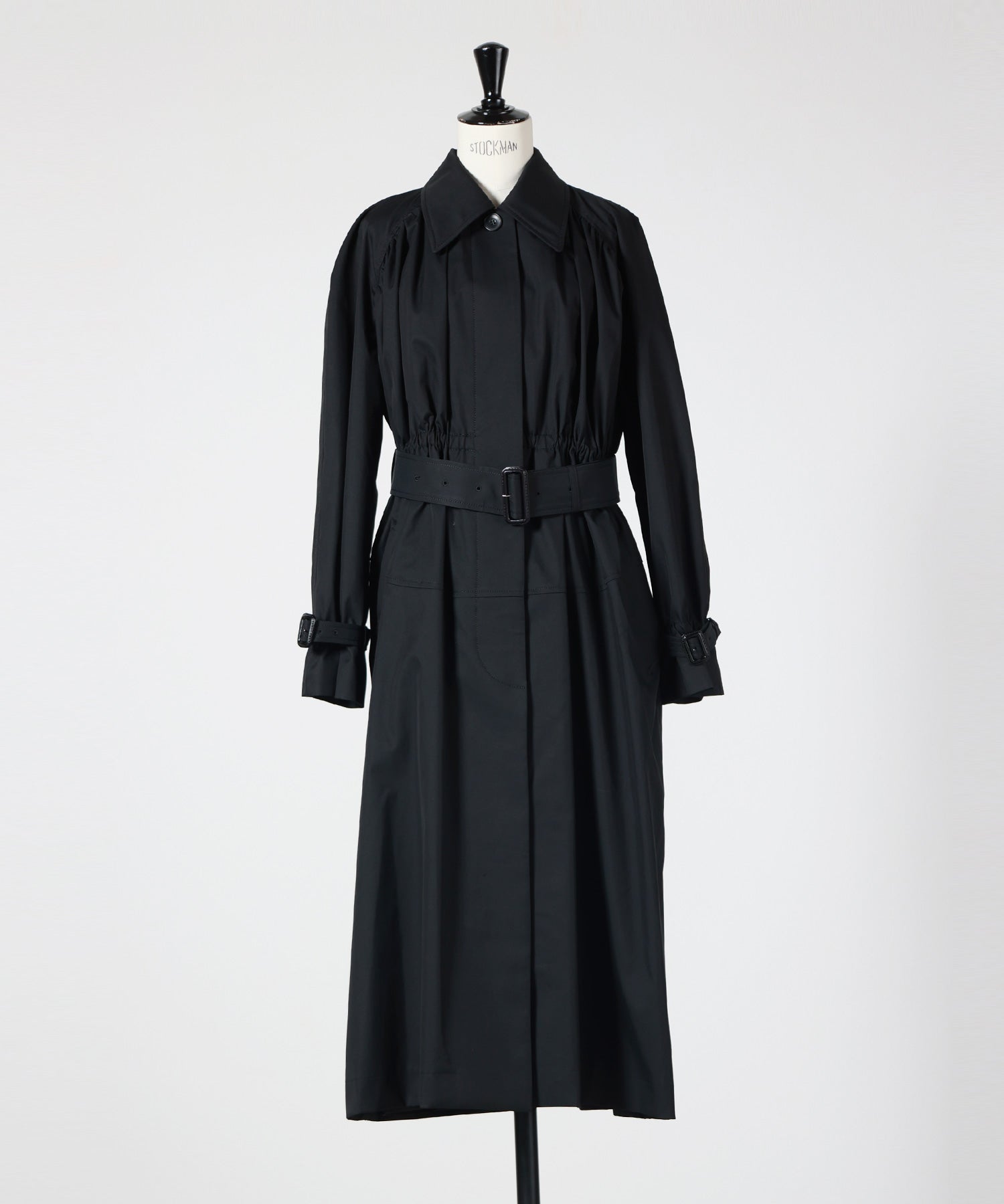 COTTON TWILL GATHERED SOUTIEN COLLAR COAT