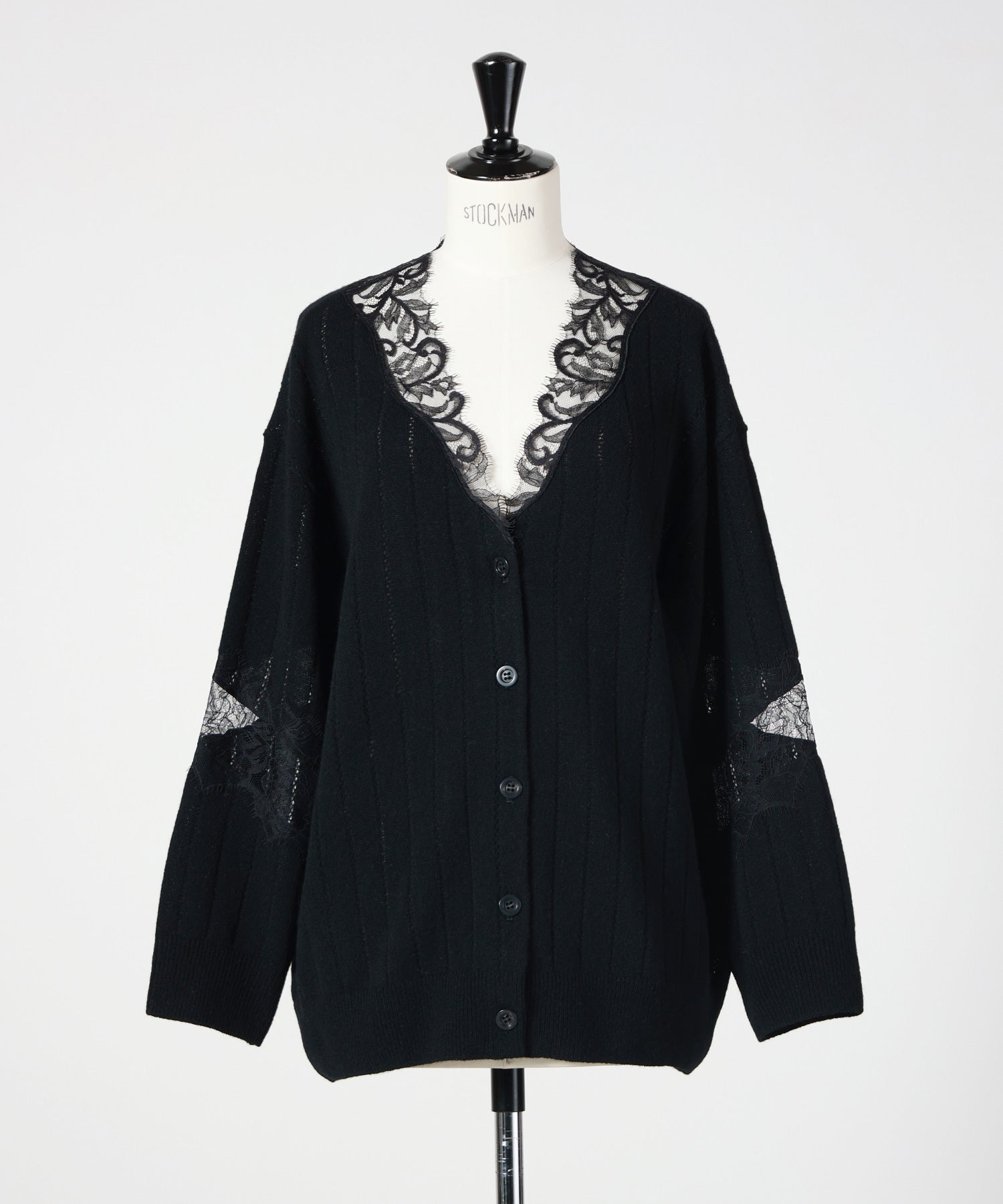 FETICO(フェティコ)】 OVERSIZED HAIRY LACE PANELED KNIT CARDIGAN
