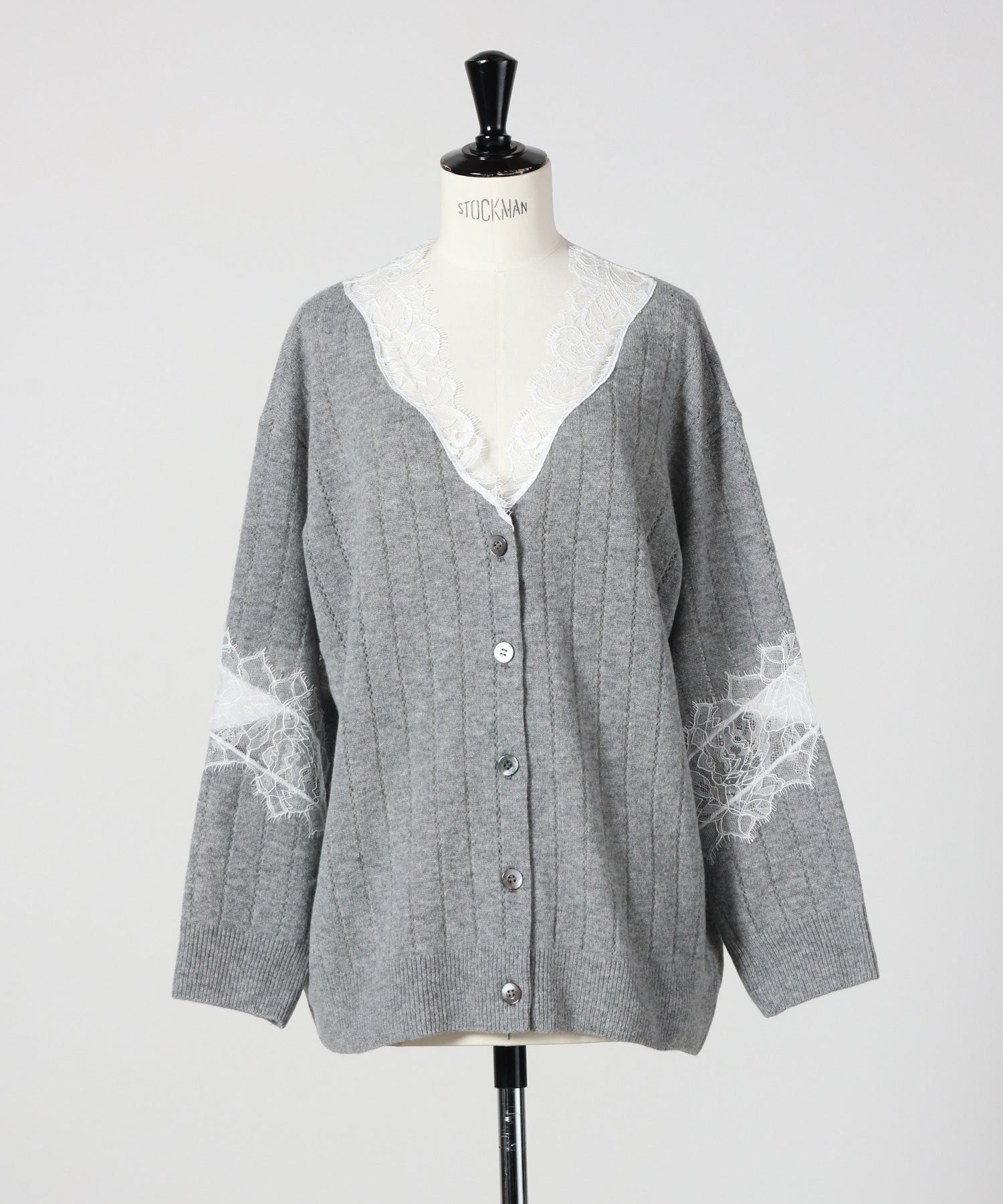 FETICO(フェティコ)】 OVERSIZED HAIRY LACE PANELED KNIT CARDIGAN