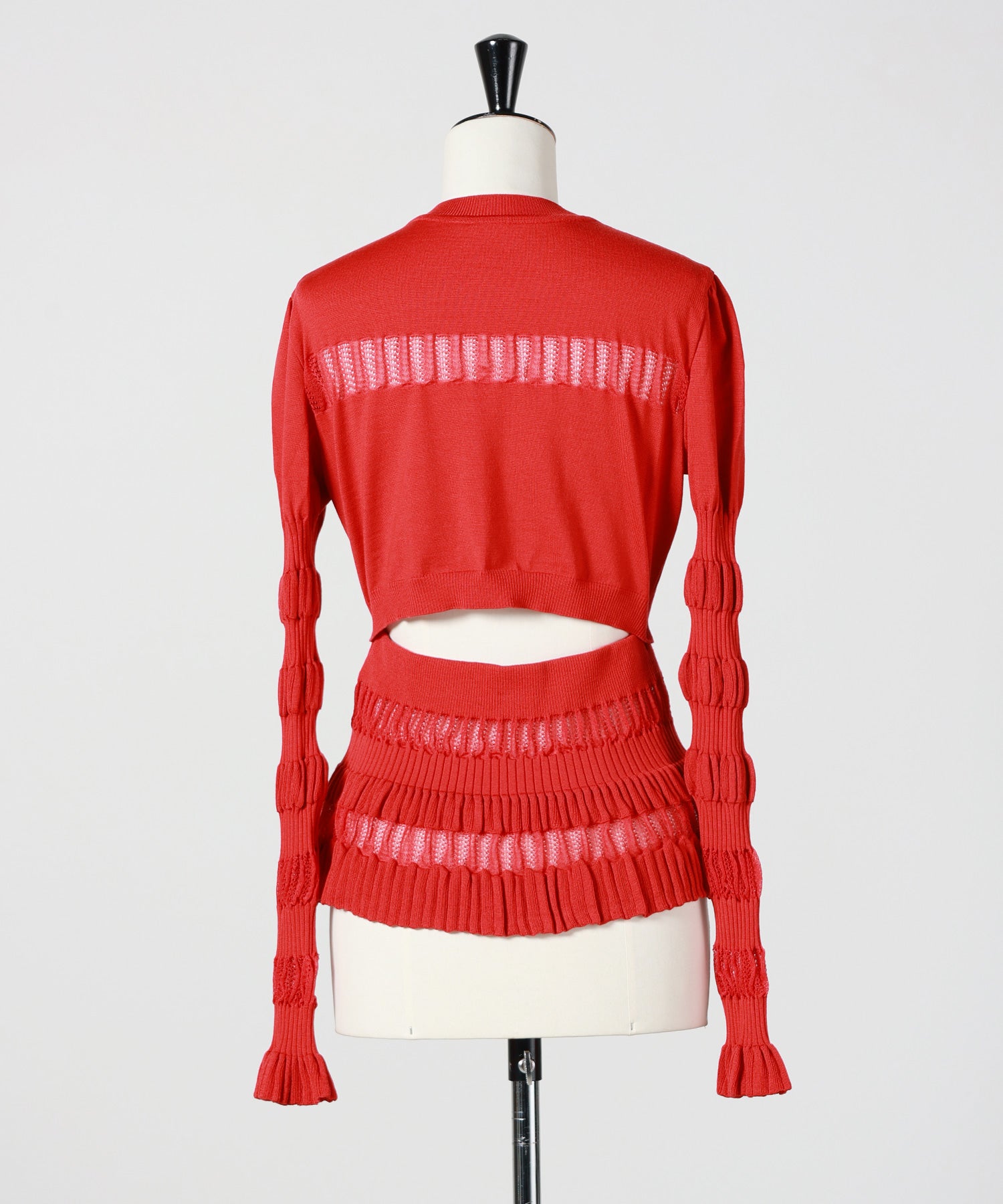 FETICO(フェティコ)】 CONVERTIBLE SHEER LACE STRIPE KNIT CARDIGAN