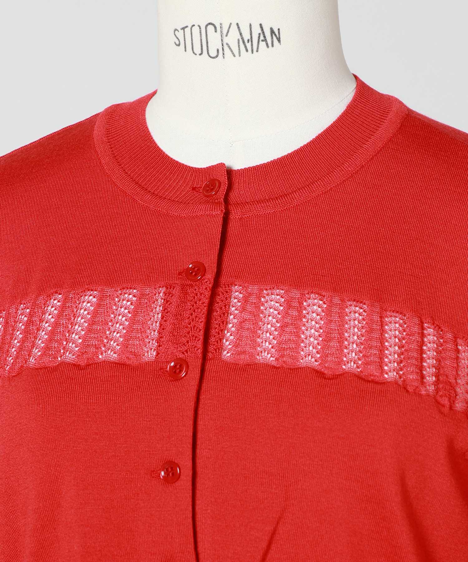 FETICO(フェティコ)】 CONVERTIBLE SHEER LACE STRIPE KNIT CARDIGAN