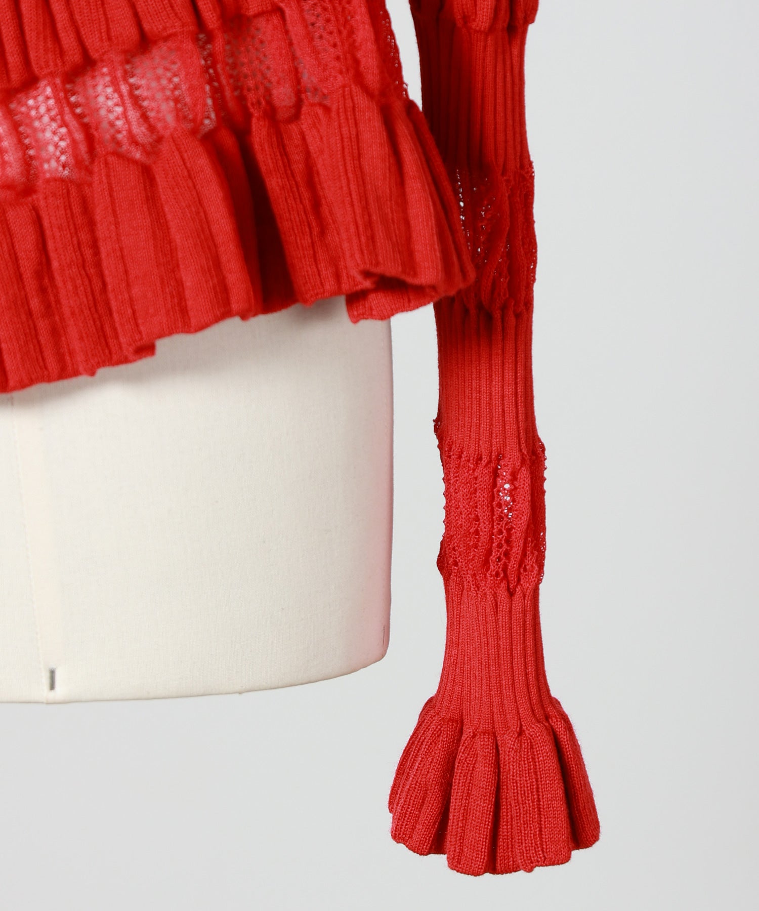 FETICO(フェティコ)】 CONVERTIBLE SHEER LACE STRIPE KNIT CARDIGAN