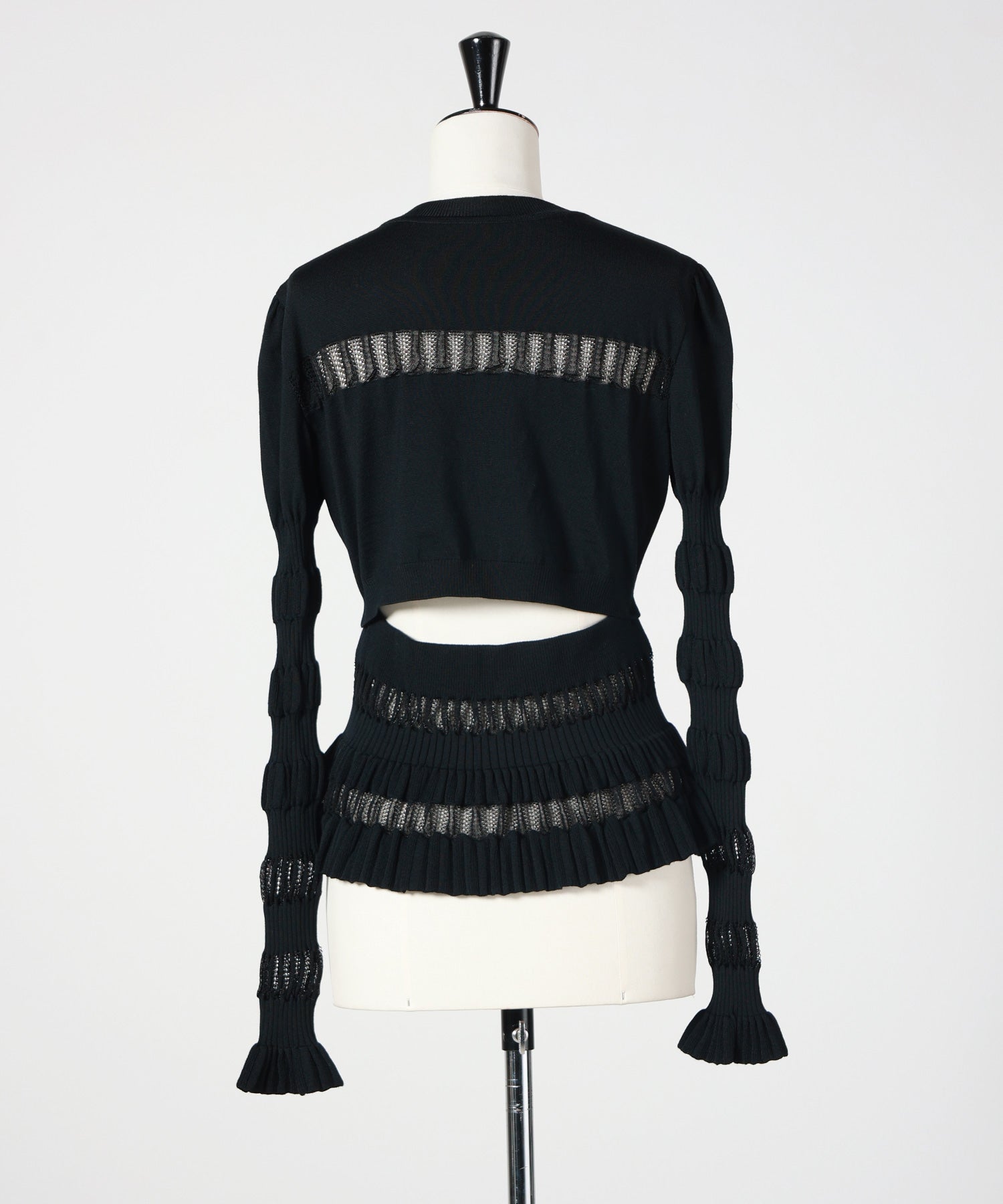 FETICO(フェティコ)】 CONVERTIBLE SHEER LACE STRIPE KNIT CARDIGAN