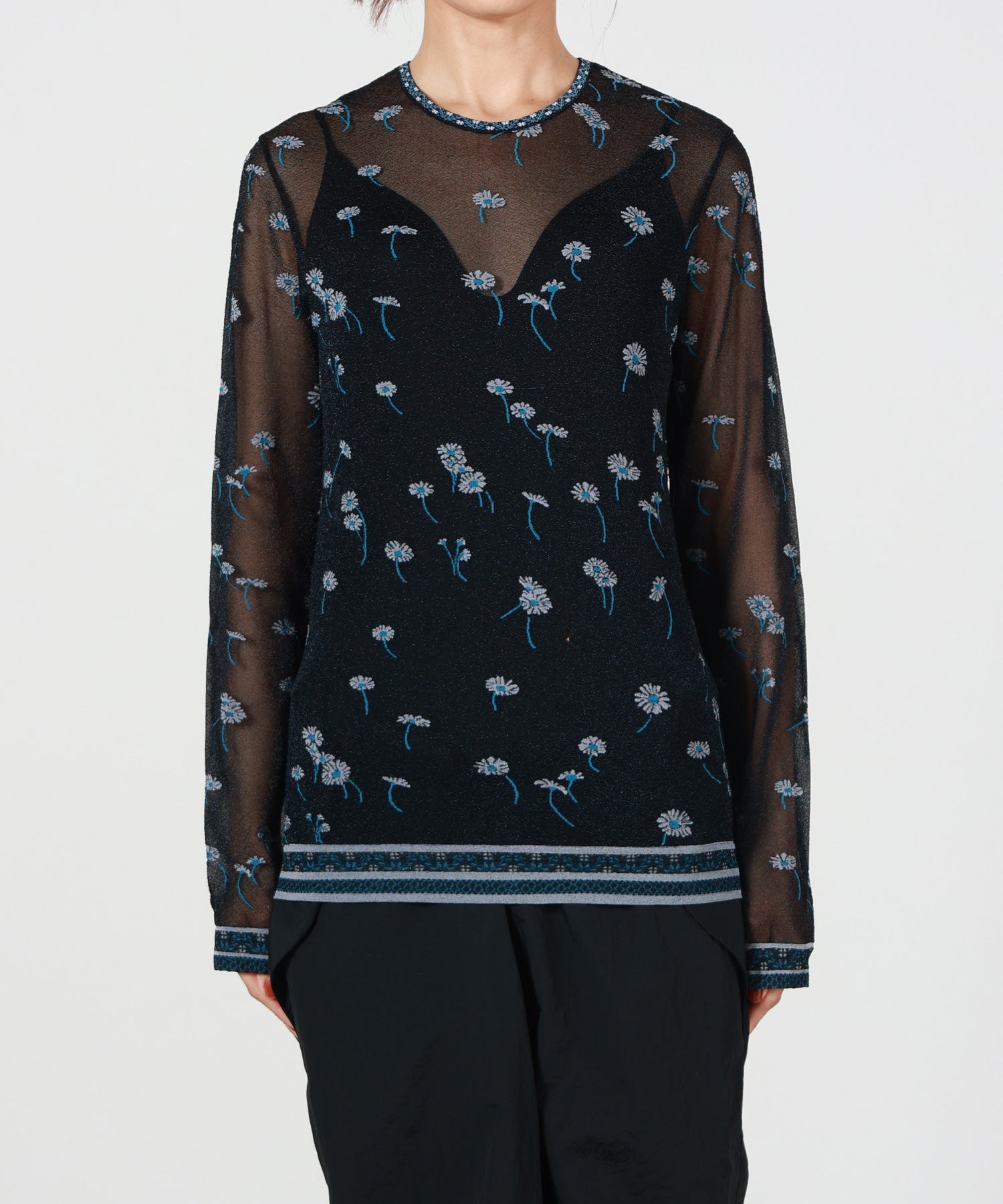 【はるるページ】マメクロゴウチ Mame Kurogouchi(マメ クロゴウチ)】 Floral Pattern Long Sleeve