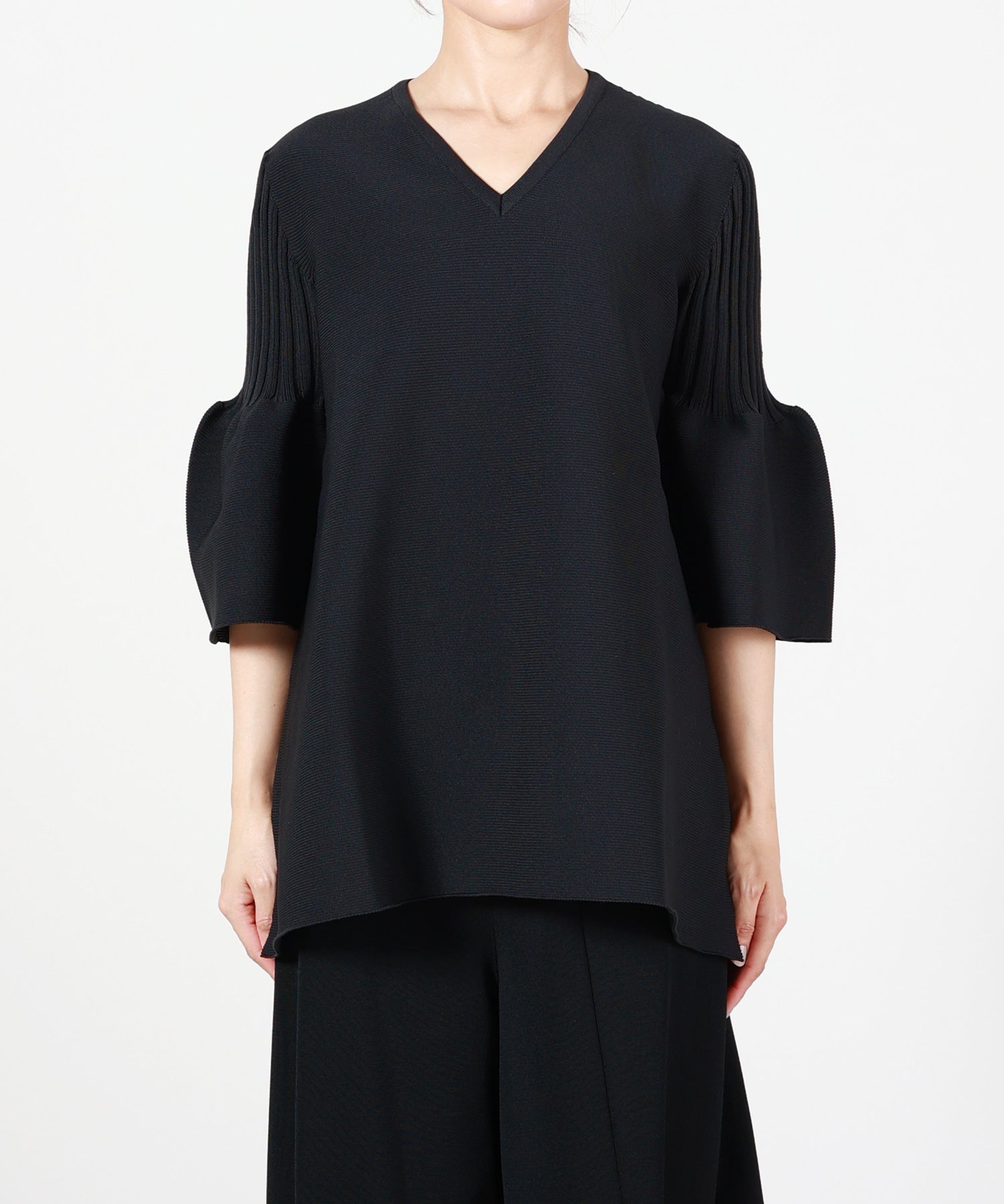 CFCL(シーエフシーエル)】 POTTERY SHORT BELL SLEEVE FLARE TOP