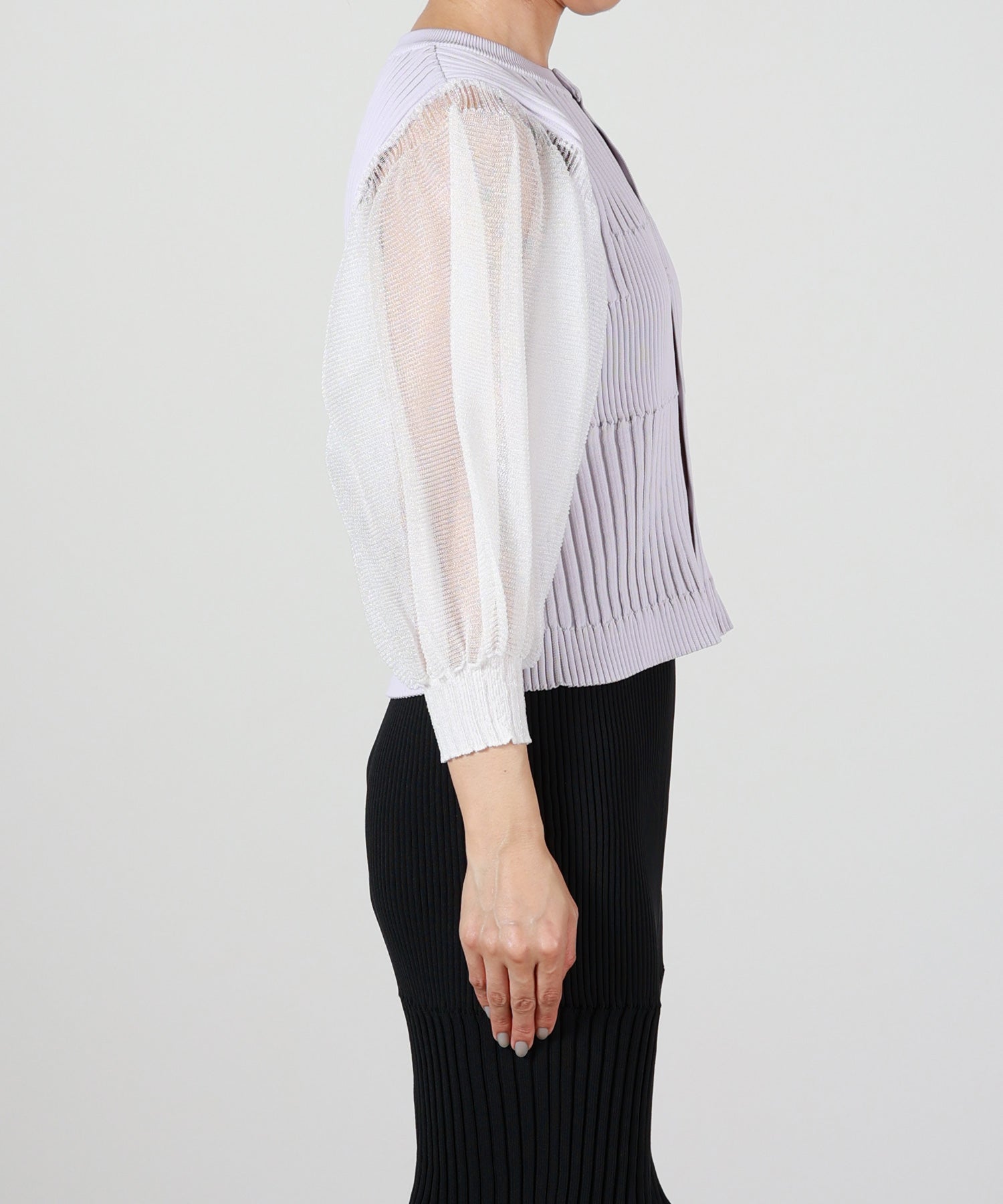 CFCL(シーエフシーエル)】 FLUTED LUCENT PUFF SLEEVE CARDIGAN