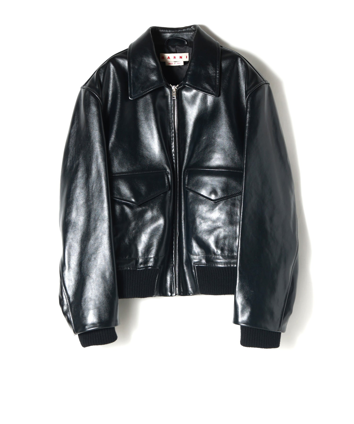 MARNI ブラック ジップアップジャケット MARNI(マルニ)】 ジップアップレザージャケット｜PARIGOT ONLINE