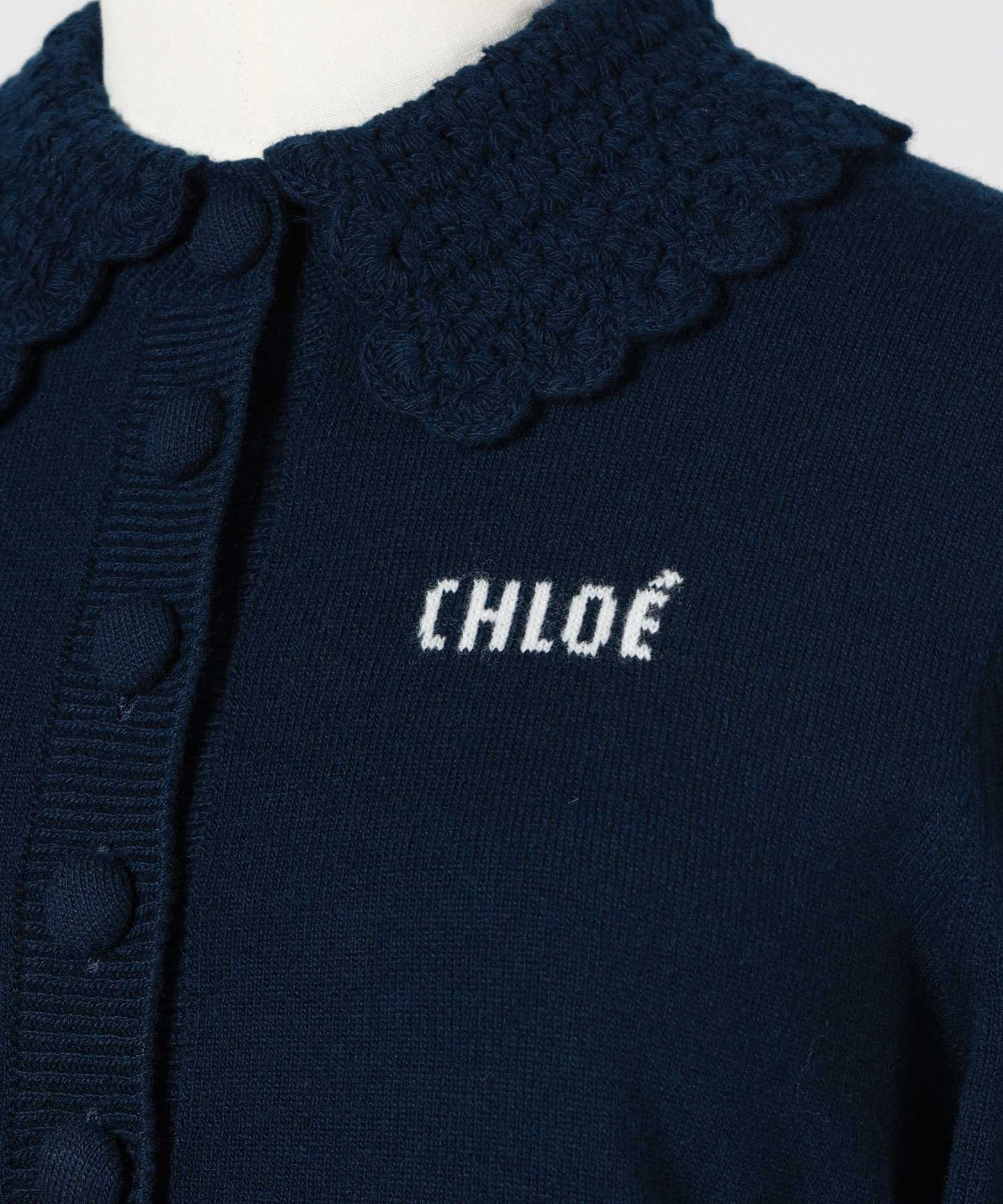 c h loe クロエのニットカーディガン S Chloe(クロエ)】 ウール製ロゴ付きニットカーディガン｜PARIGOT ONLINE