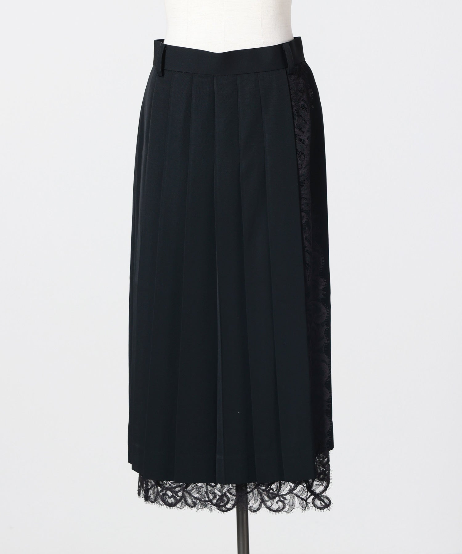 FETICO（フェティコ） PLEATED SKIRT FETICO(フェティコ)】 FINE WOOL PLEATED SKIRT WITH LACE TRIM