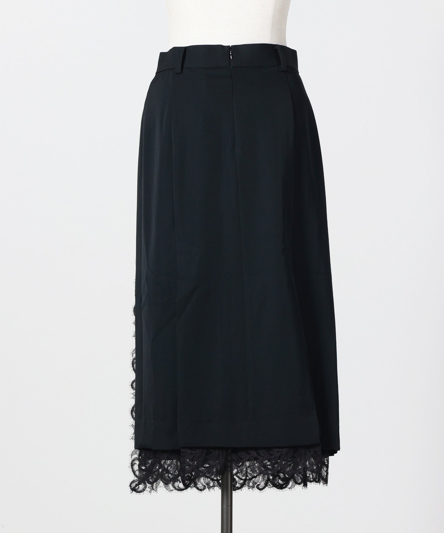 FETICO(フェティコ)】 FINE WOOL PLEATED SKIRT WITH LACE TRIM
