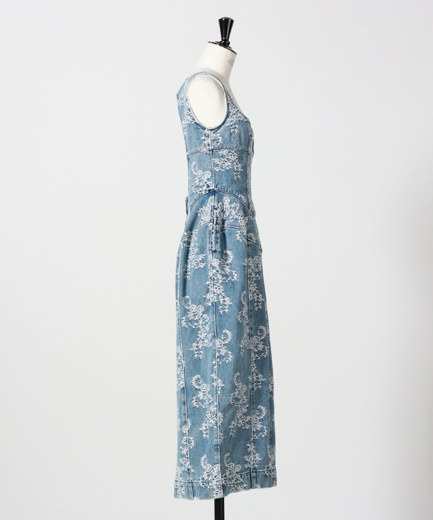 FETICO(フェティコ)】 LACE JACQUARD DENIM CURVY DRESS｜PARIGOT