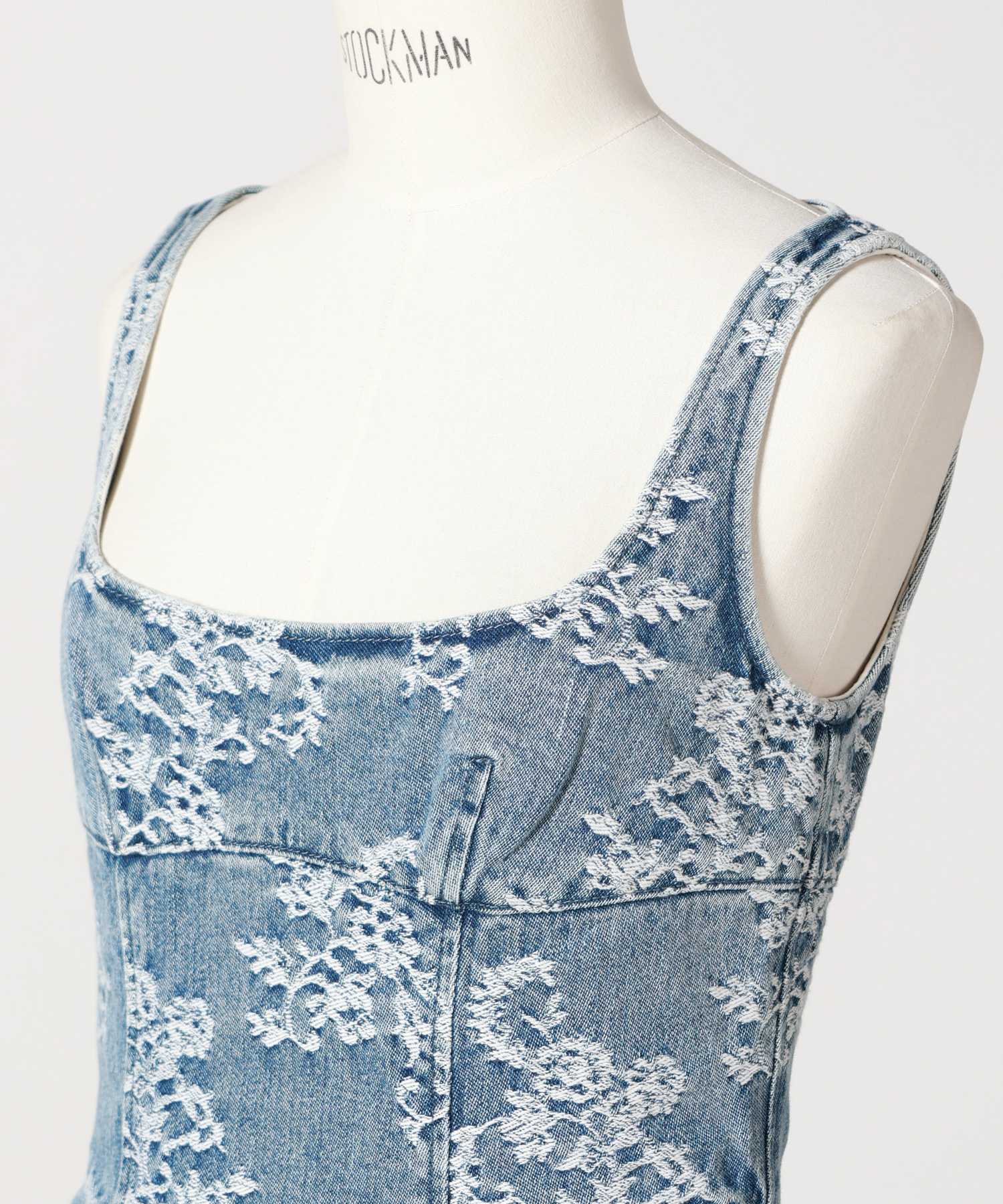 FETICO(フェティコ)】 LACE JACQUARD DENIM CURVY DRESS｜PARIGOT