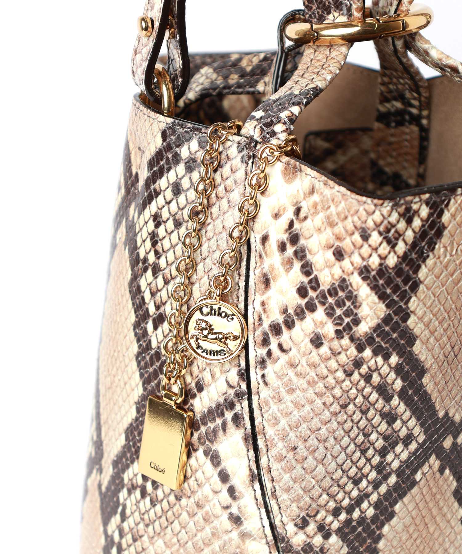 Chloe パイソン型押し レザー ショルダーバッグ Chloe(クロエ)】 パイソンエフェクトレザー製 CHLOE SPINスモール